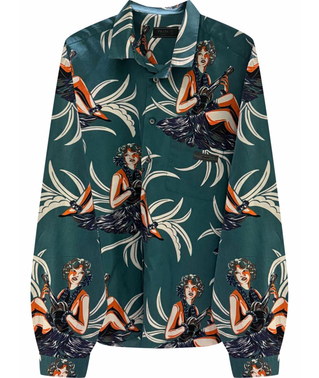 PRADA Бирюзовая хлопковая кэжуал рубашка, фото 1