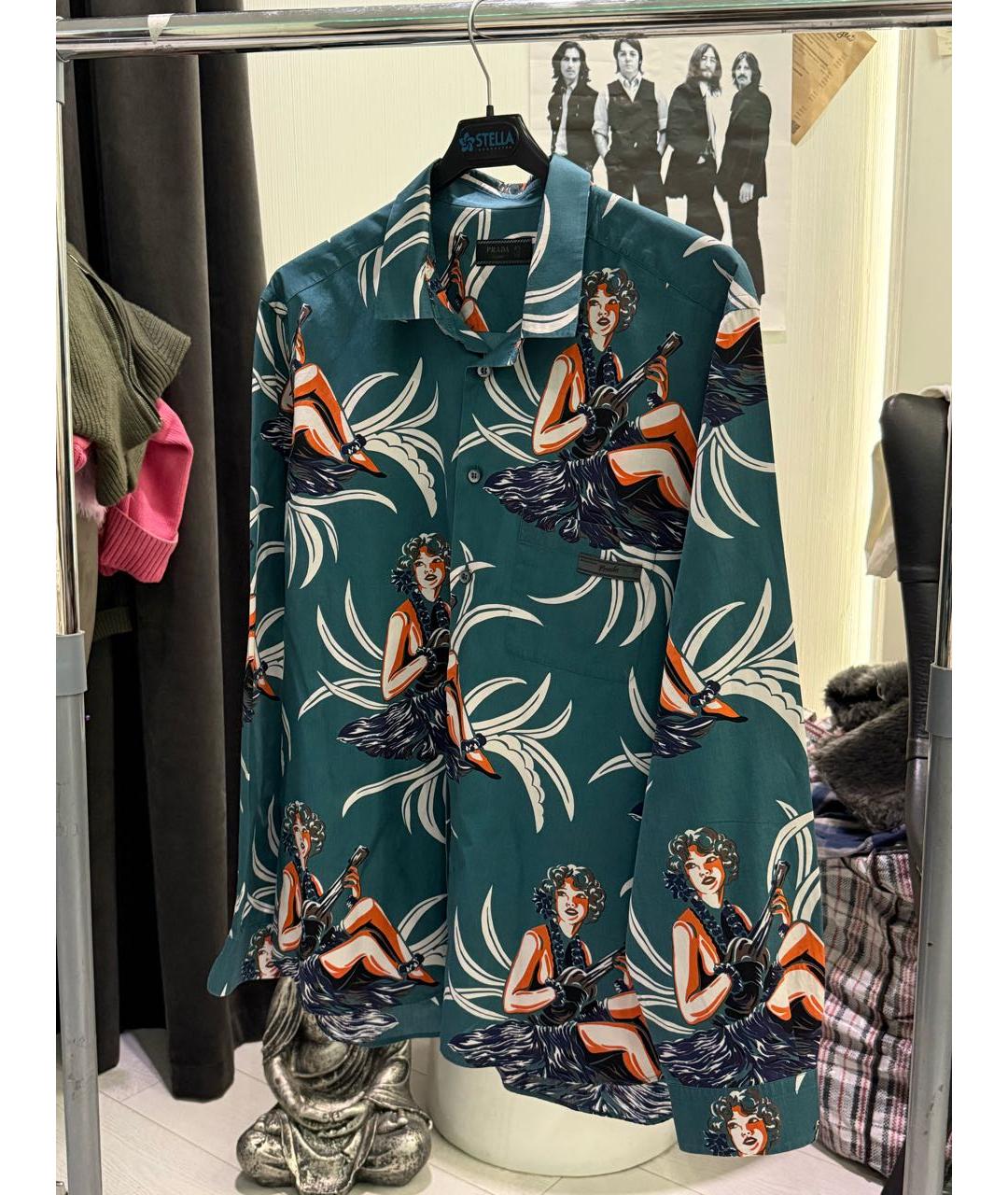 PRADA Бирюзовая хлопковая кэжуал рубашка, фото 9
