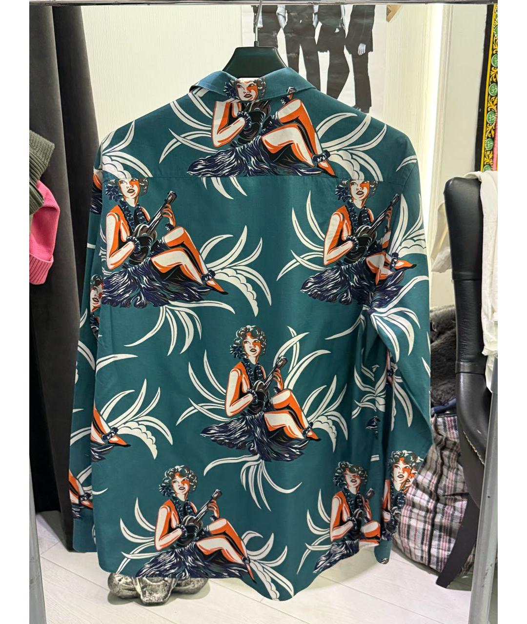 PRADA Бирюзовая хлопковая кэжуал рубашка, фото 2