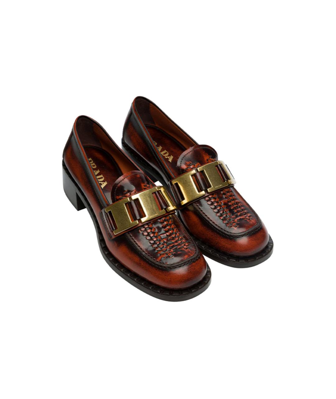 PRADA Коричневые кожаные лоферы, фото 4