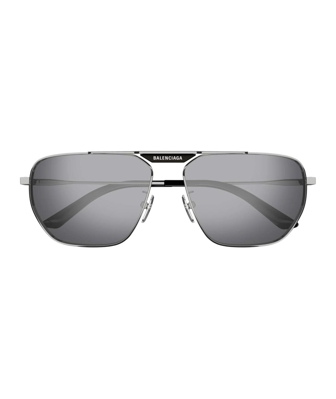BALENCIAGA Серебряные металлические солнцезащитные очки, фото 2