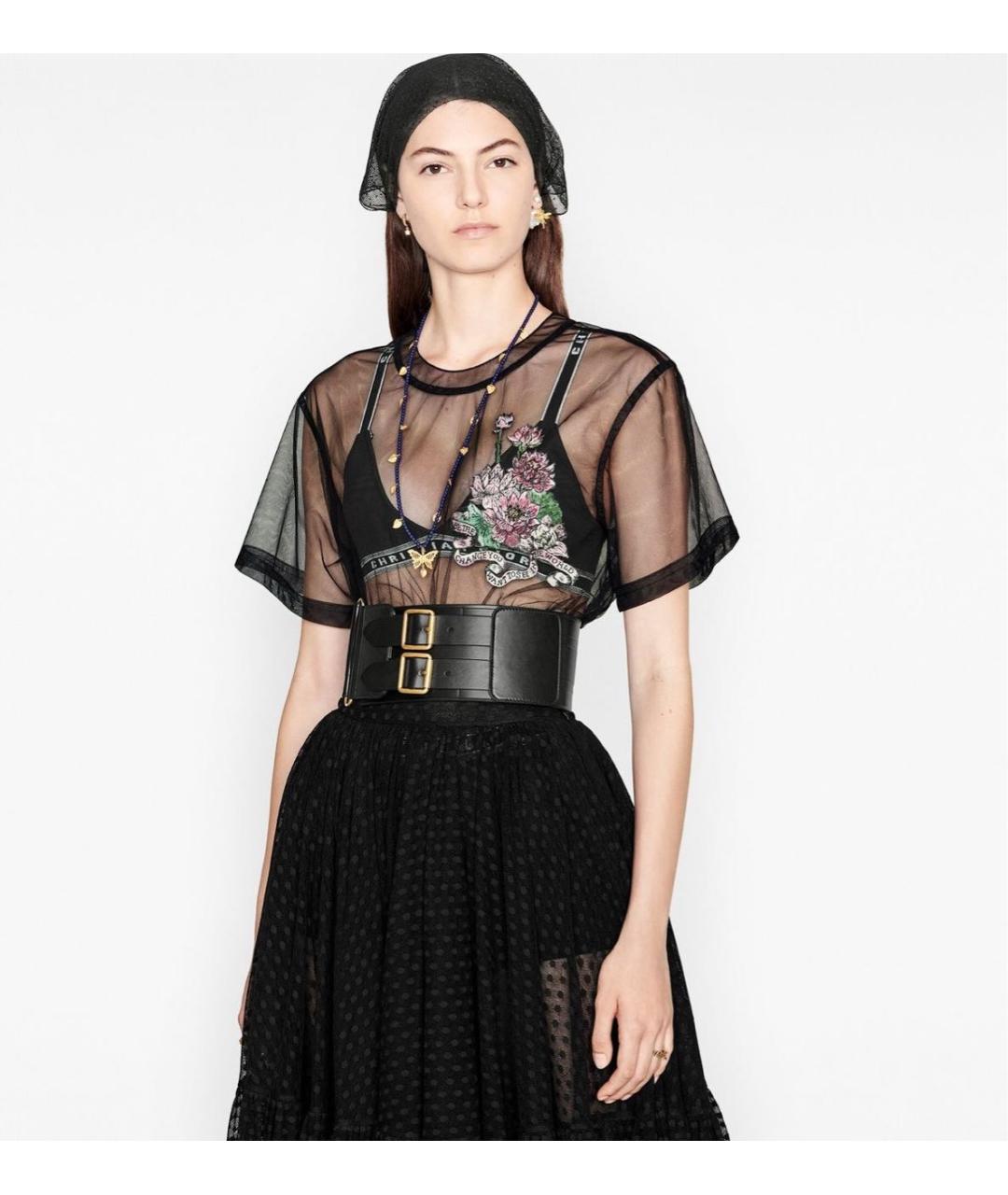 CHRISTIAN DIOR Черный кожаный ремень, фото 2