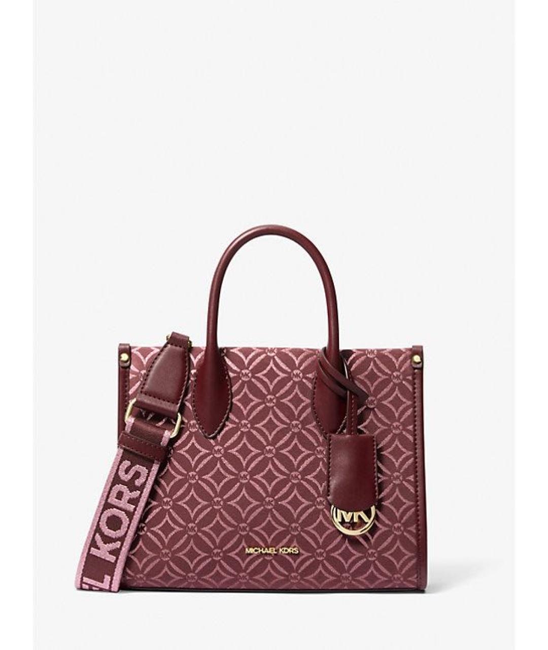 MICHAEL KORS Бордовая тканевая сумка тоут, фото 4