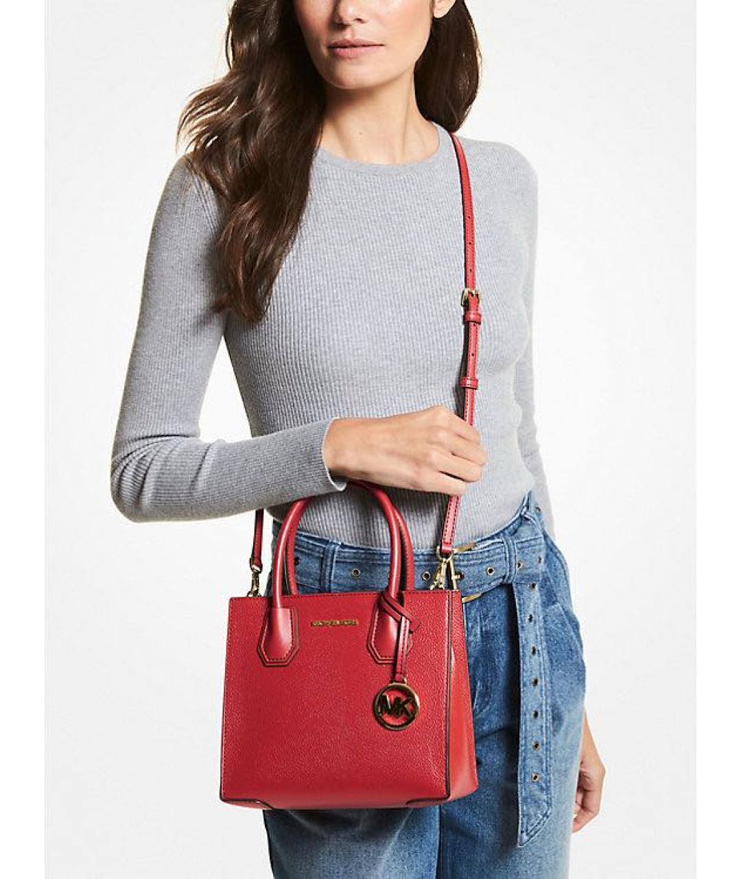 MICHAEL KORS Красная кожаная сумка с короткими ручками, фото 3