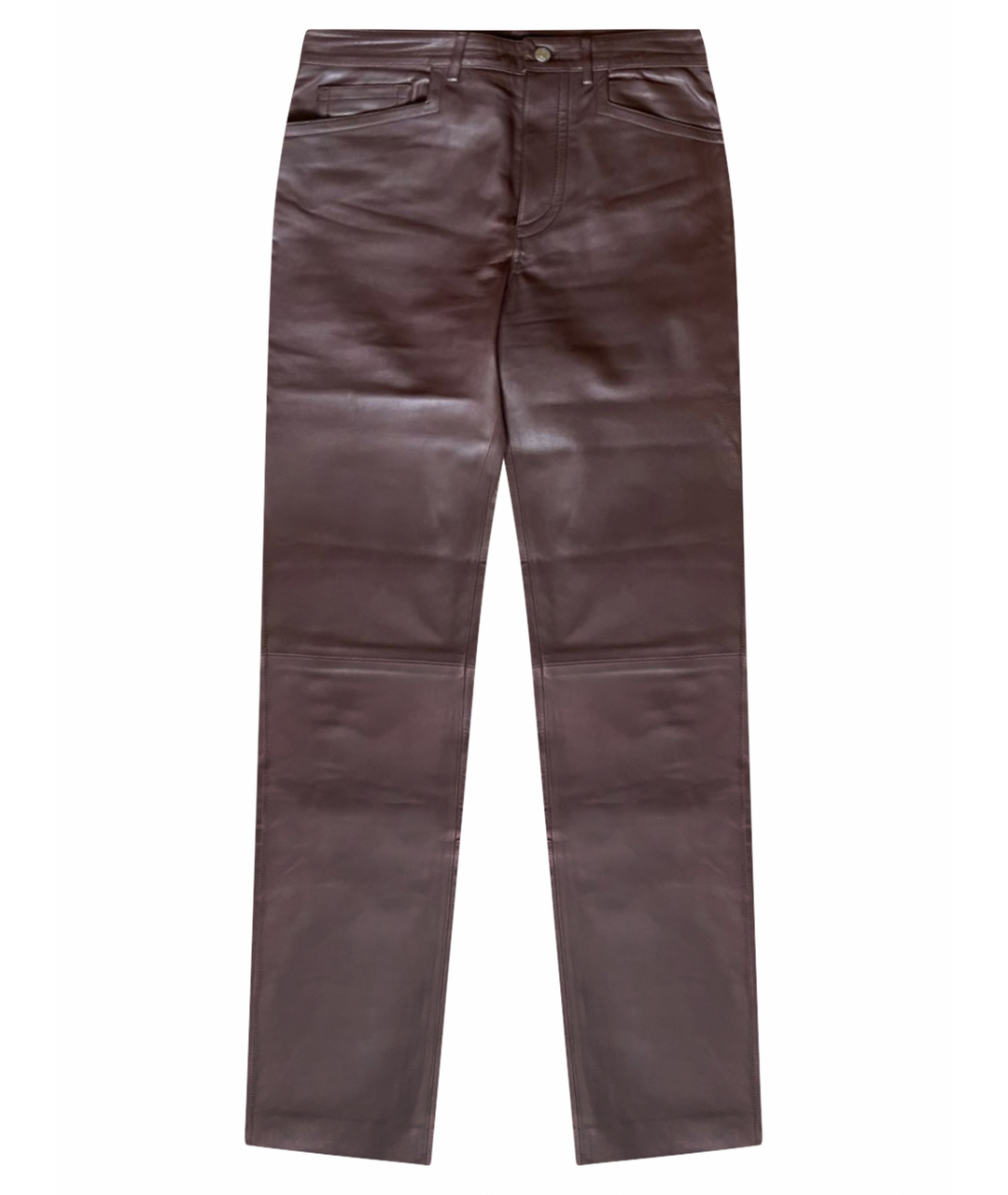 HERMES VINTAGE Бордовые кожаные повседневные брюки, фото 1