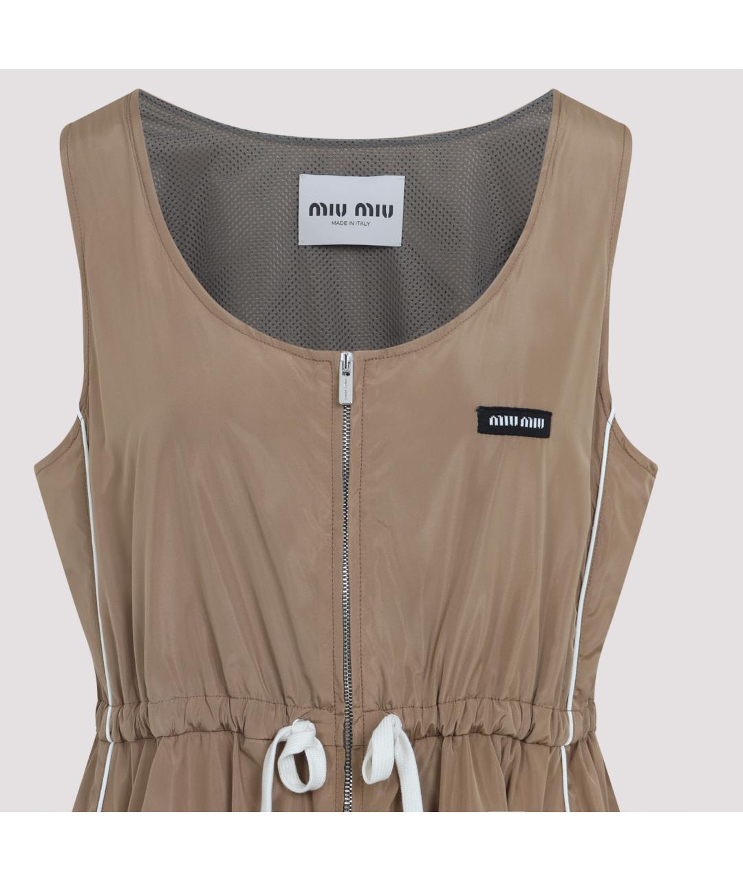 MIU MIU Бежевое шелковое повседневное платье, фото 5