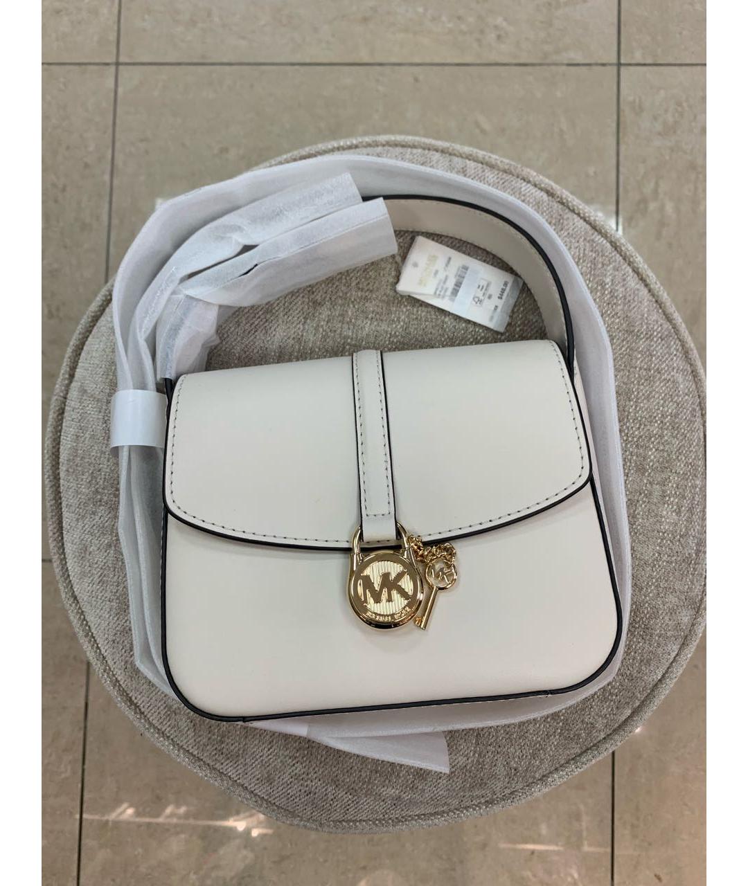 MICHAEL KORS Бежевая кожаная сумка через плечо, фото 3