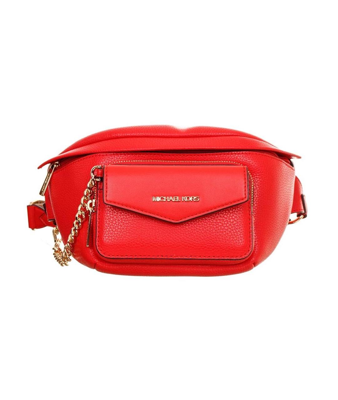 MICHAEL KORS Красная кожаная поясная сумка, фото 1