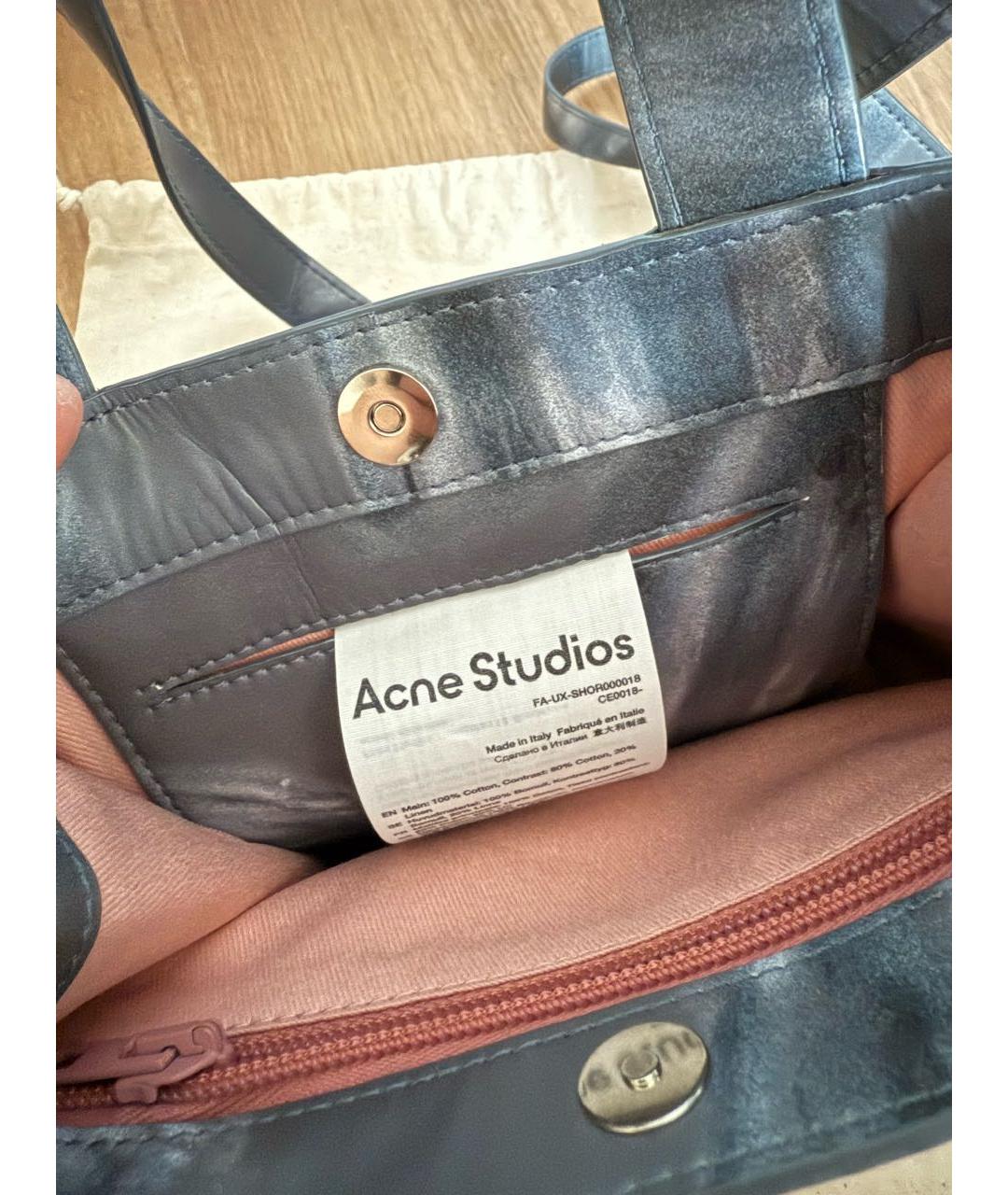 ACNE STUDIOS Антрацитовая синтетическая сумка тоут, фото 3