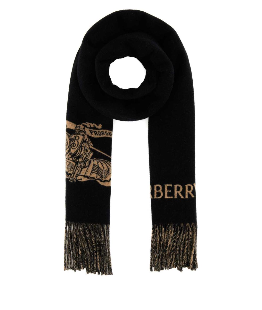 BURBERRY Черный кашемировый шарф, фото 1