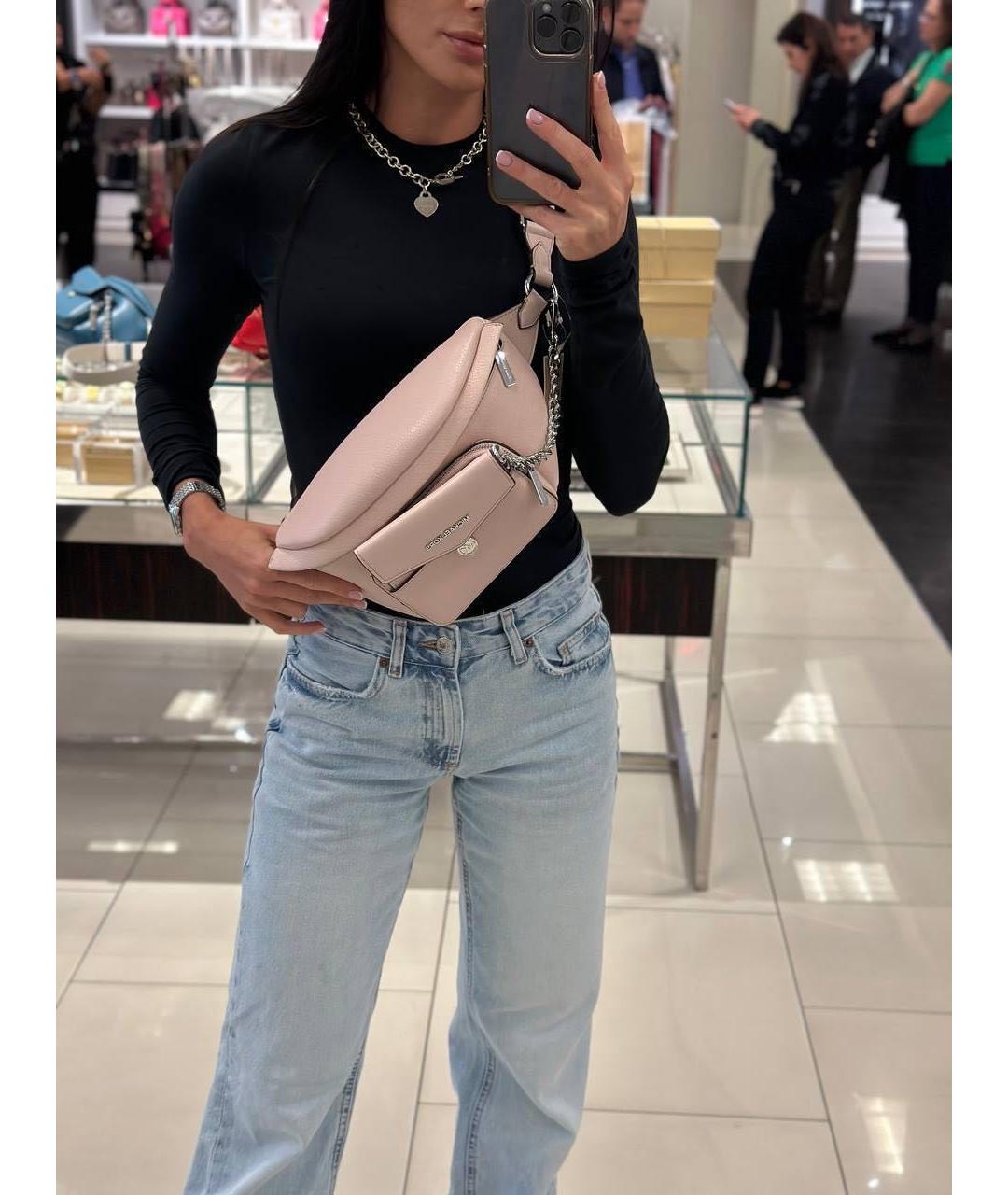 MICHAEL KORS Розовая кожаная поясная сумка, фото 4
