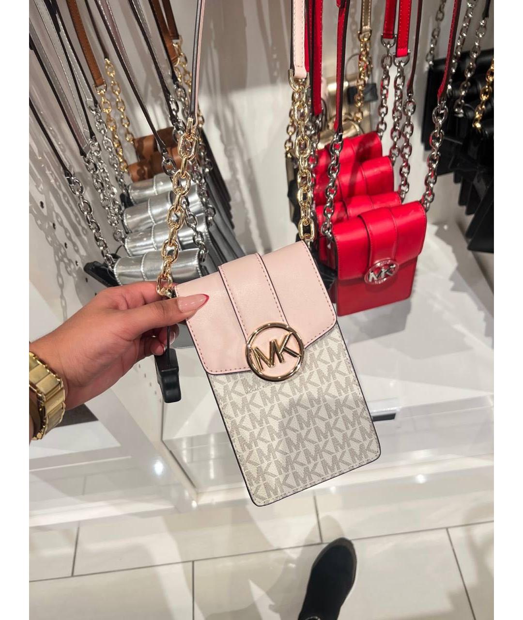 MICHAEL KORS Бежевая кожаная сумка через плечо, фото 3