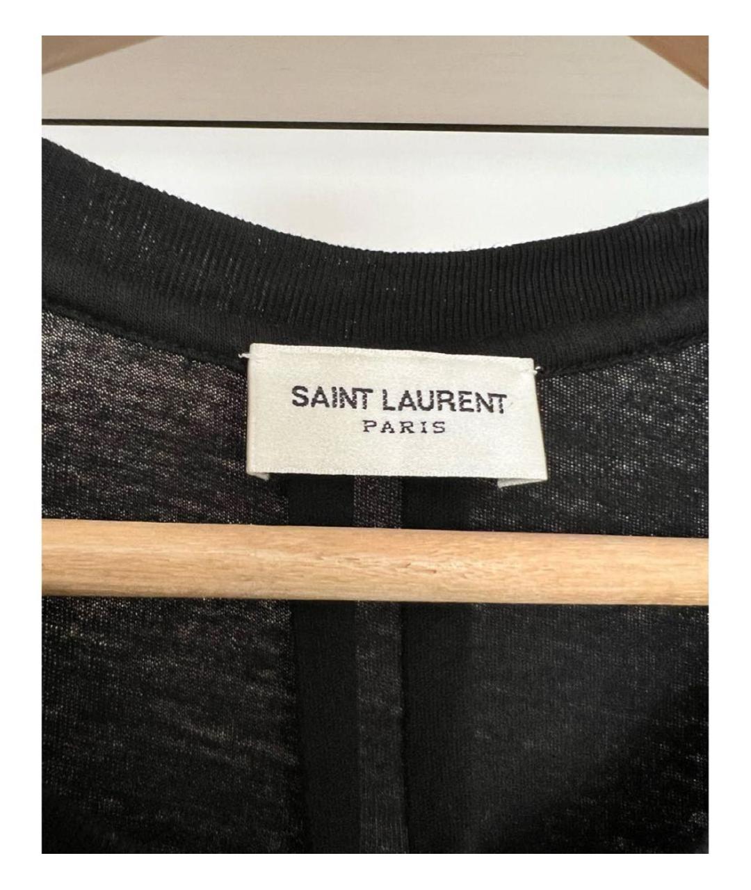 SAINT LAURENT Черная хлопковая футболка, фото 3