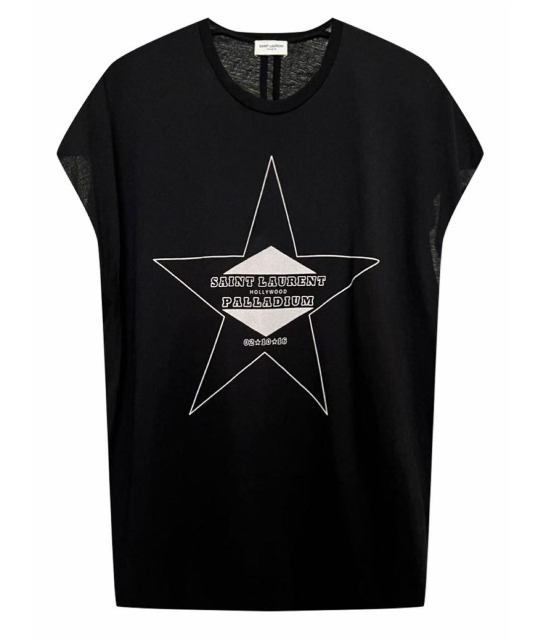 SAINT LAURENT Черная хлопковая футболка, фото 1
