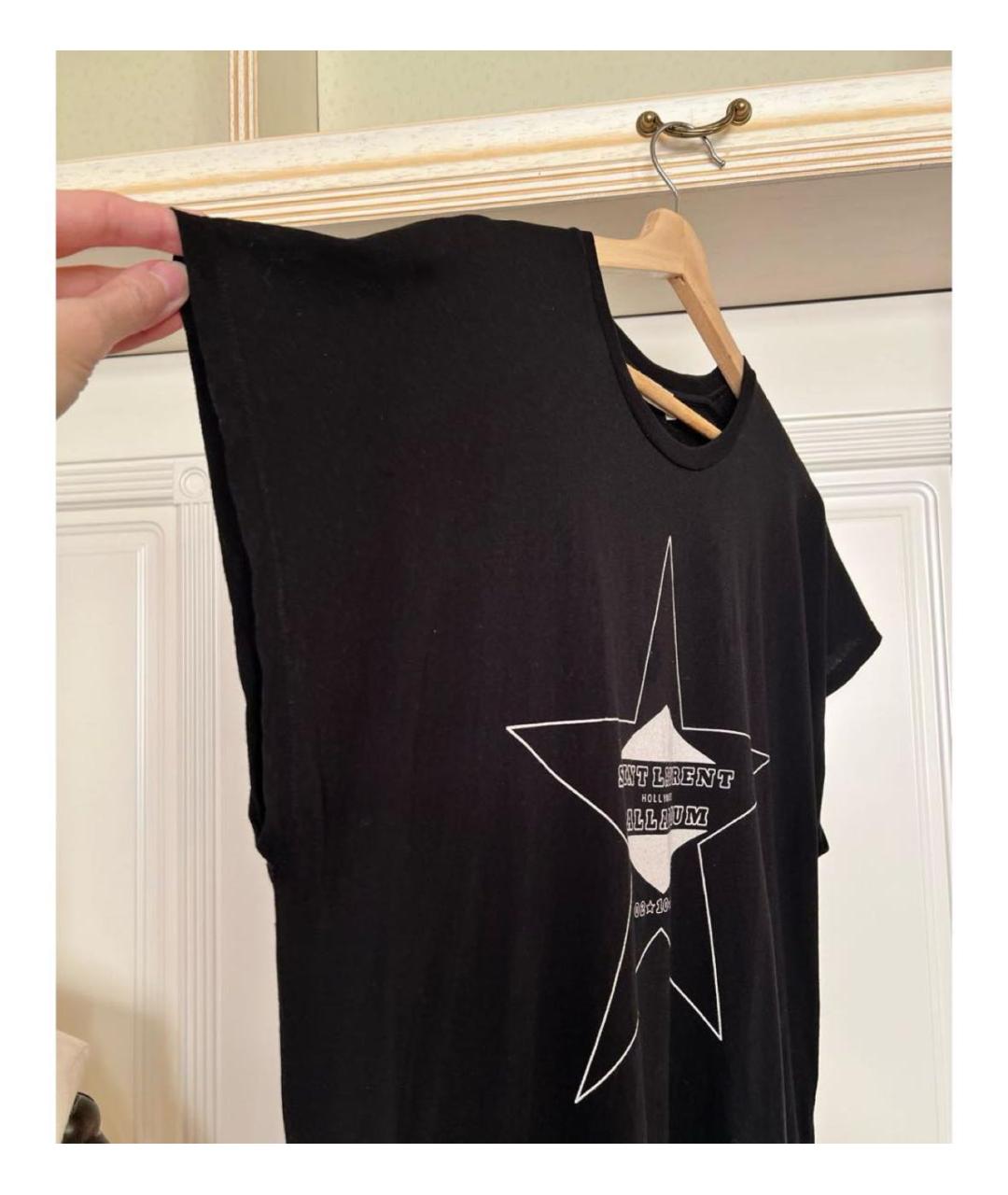 SAINT LAURENT Черная хлопковая футболка, фото 5