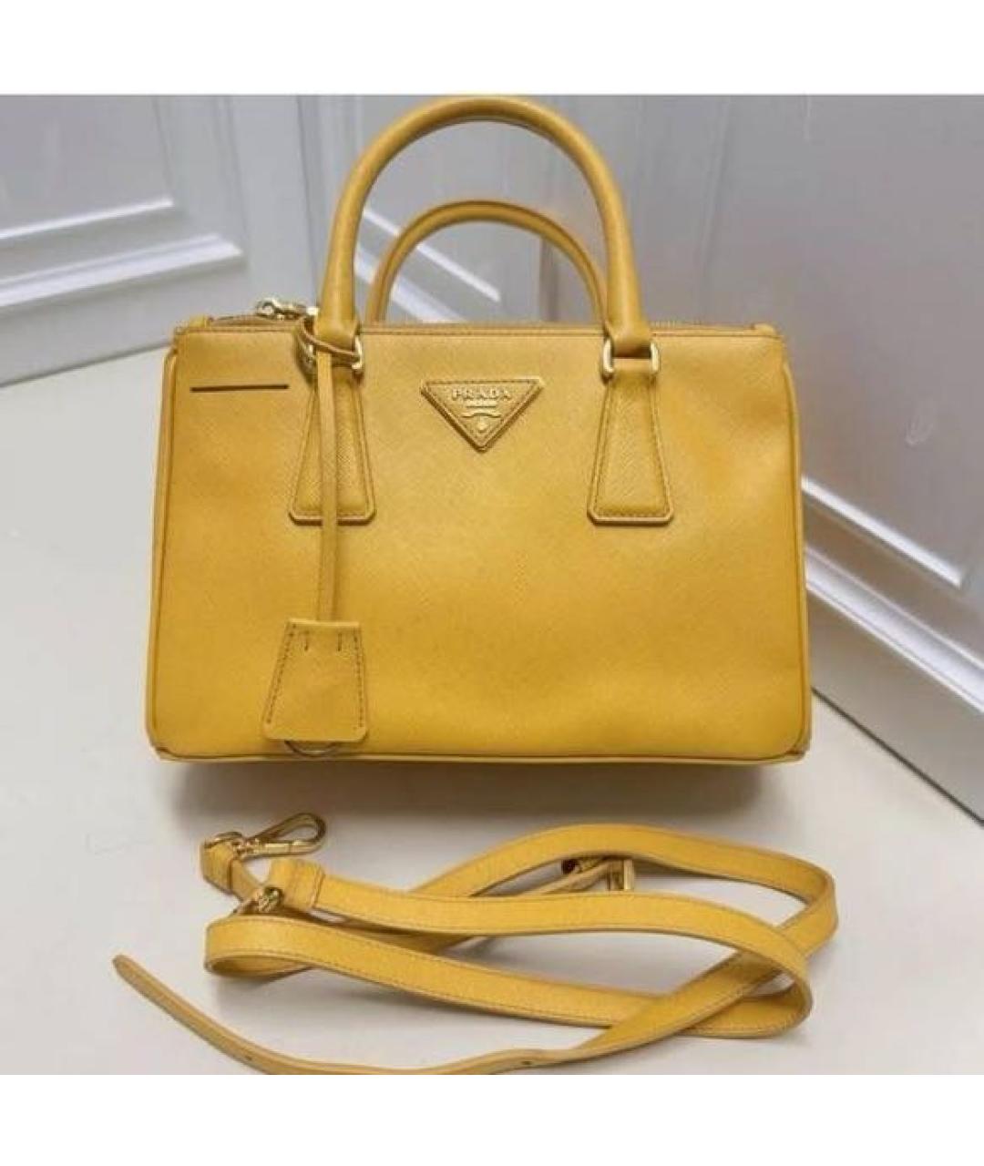PRADA Желтая кожаная сумка тоут, фото 2