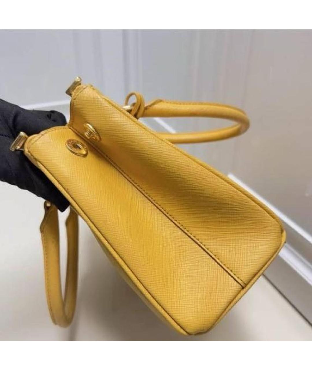 PRADA Желтая кожаная сумка тоут, фото 3
