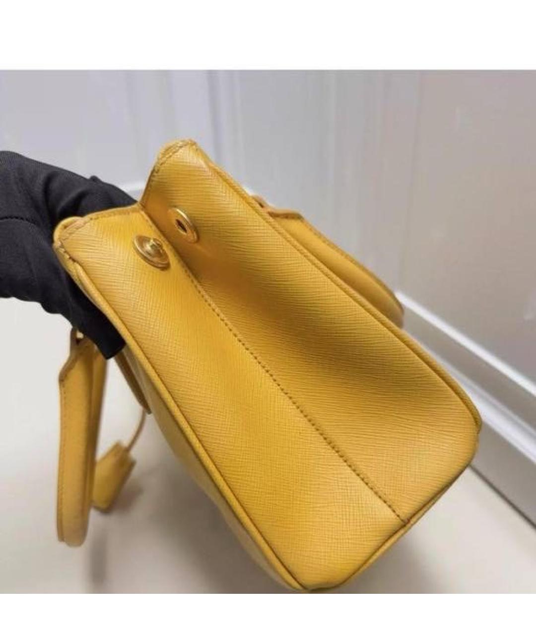 PRADA Желтая кожаная сумка тоут, фото 4