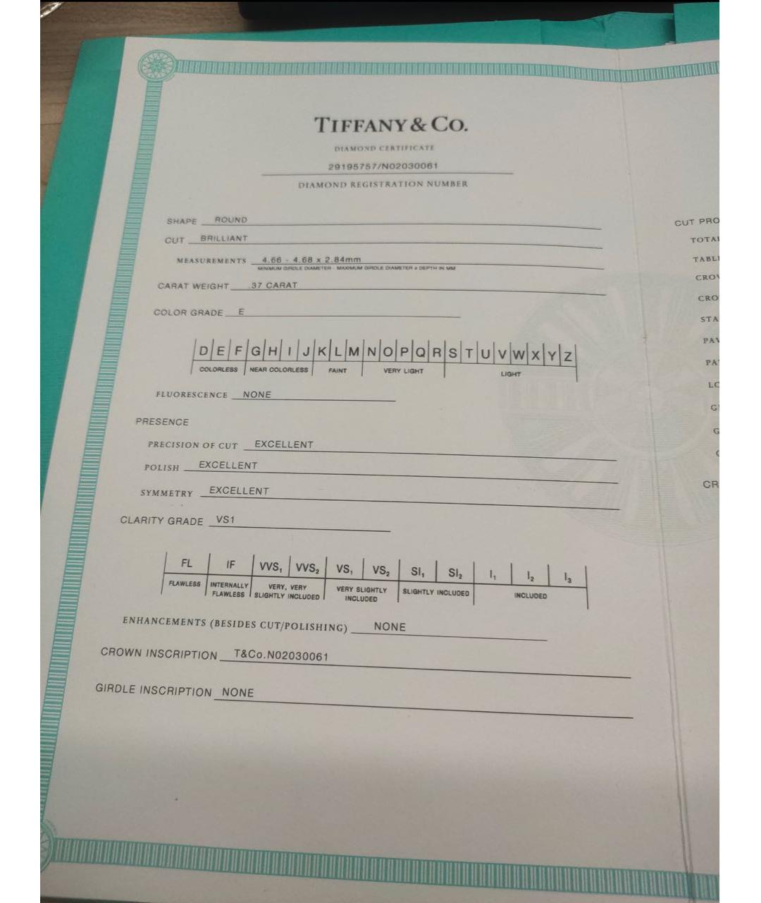 TIFFANY&CO Платиновое кольцо, фото 6