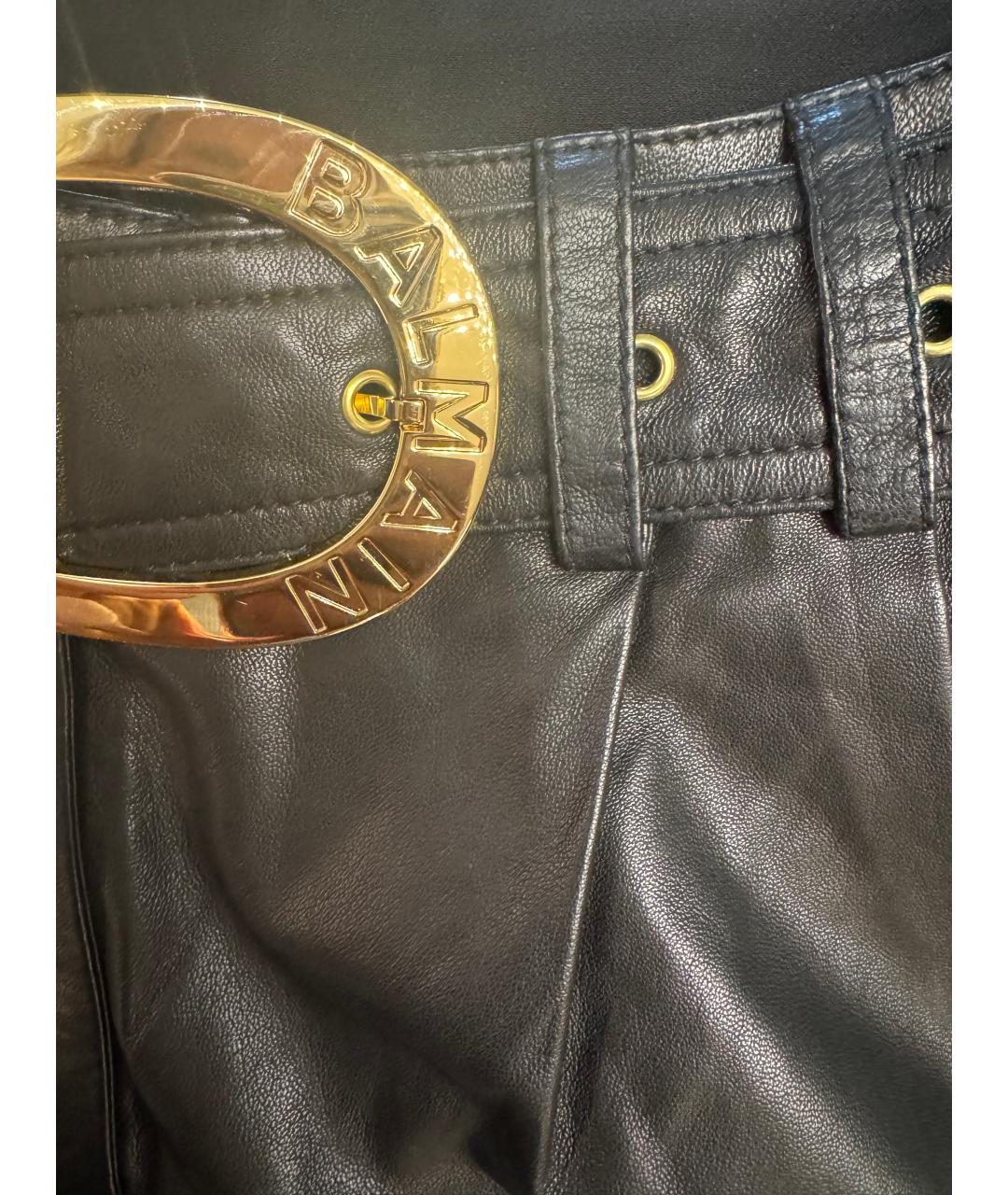 BALMAIN Черные кожаные шорты, фото 2