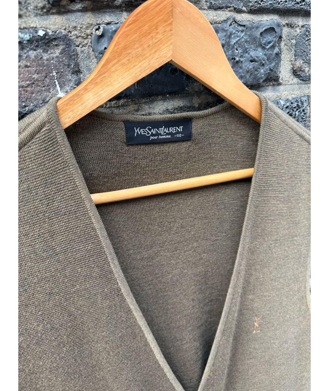 SAINT LAURENT Коричневая шерстяная жилетка, фото 4