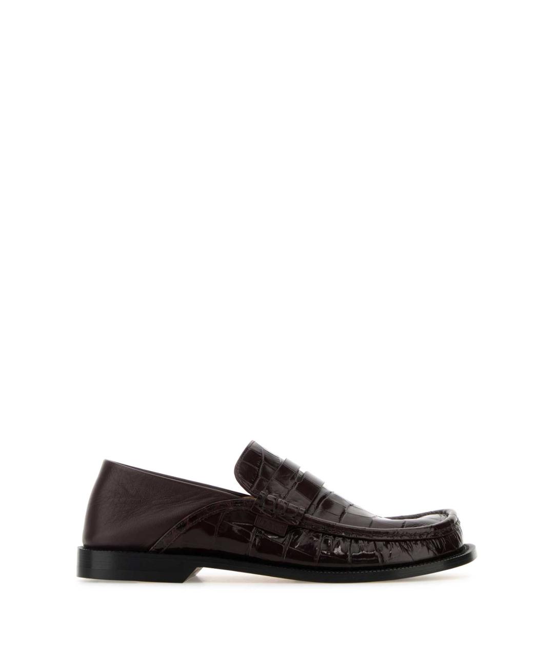 LOEWE Бордовые кожаные лоферы, фото 1