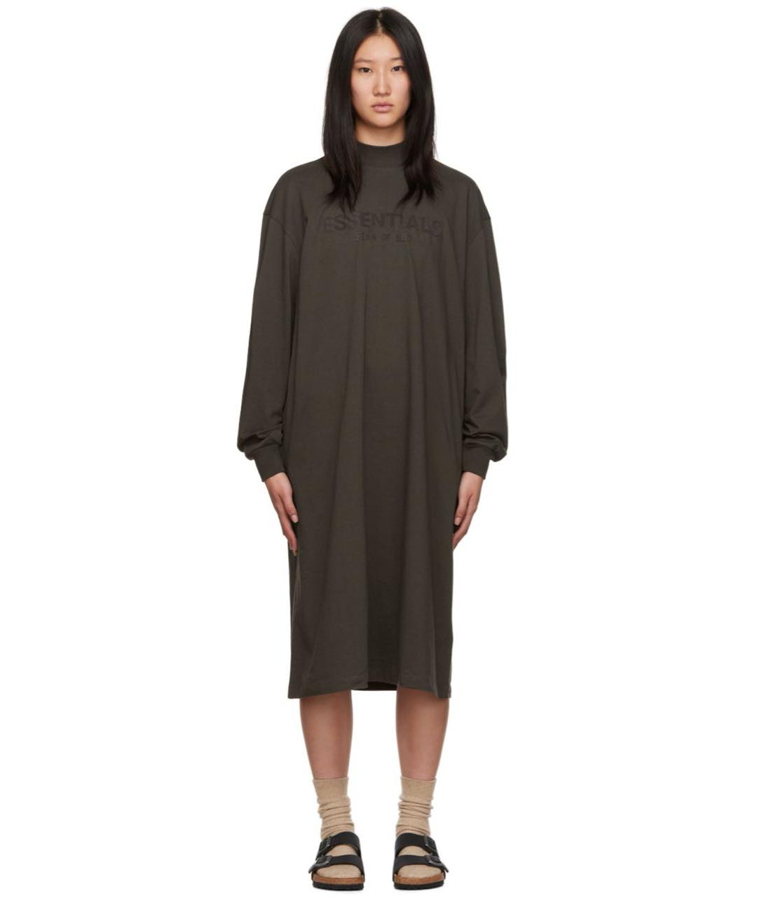 FEAR OF GOD ESSENTIALS Коричневое хлопковое повседневное платье, фото 6