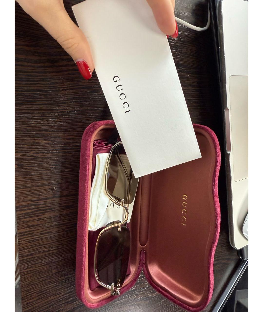 GUCCI Коричневые металлические солнцезащитные очки, фото 2