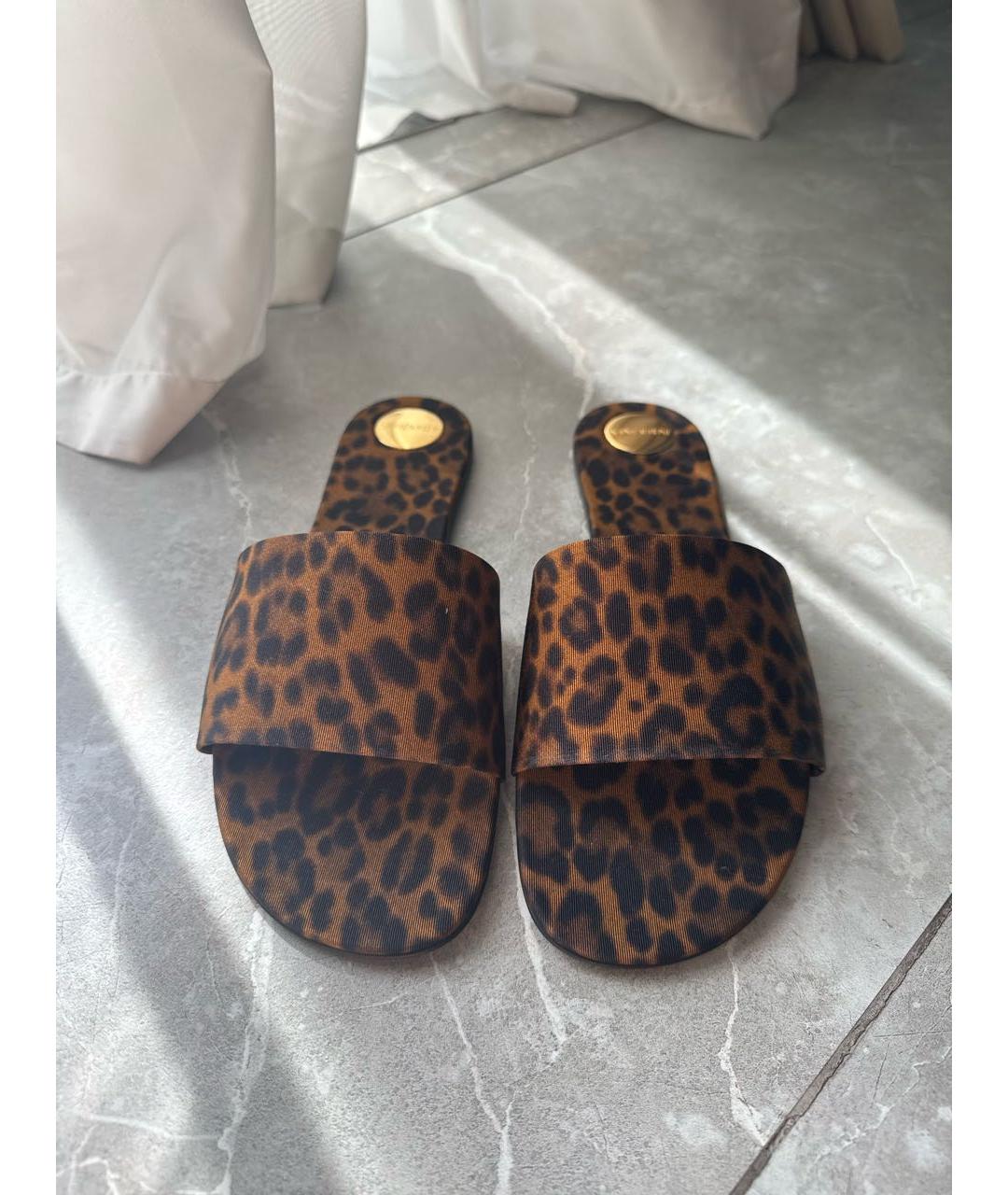 SAINT LAURENT Коричневые текстильные шлепанцы, фото 2