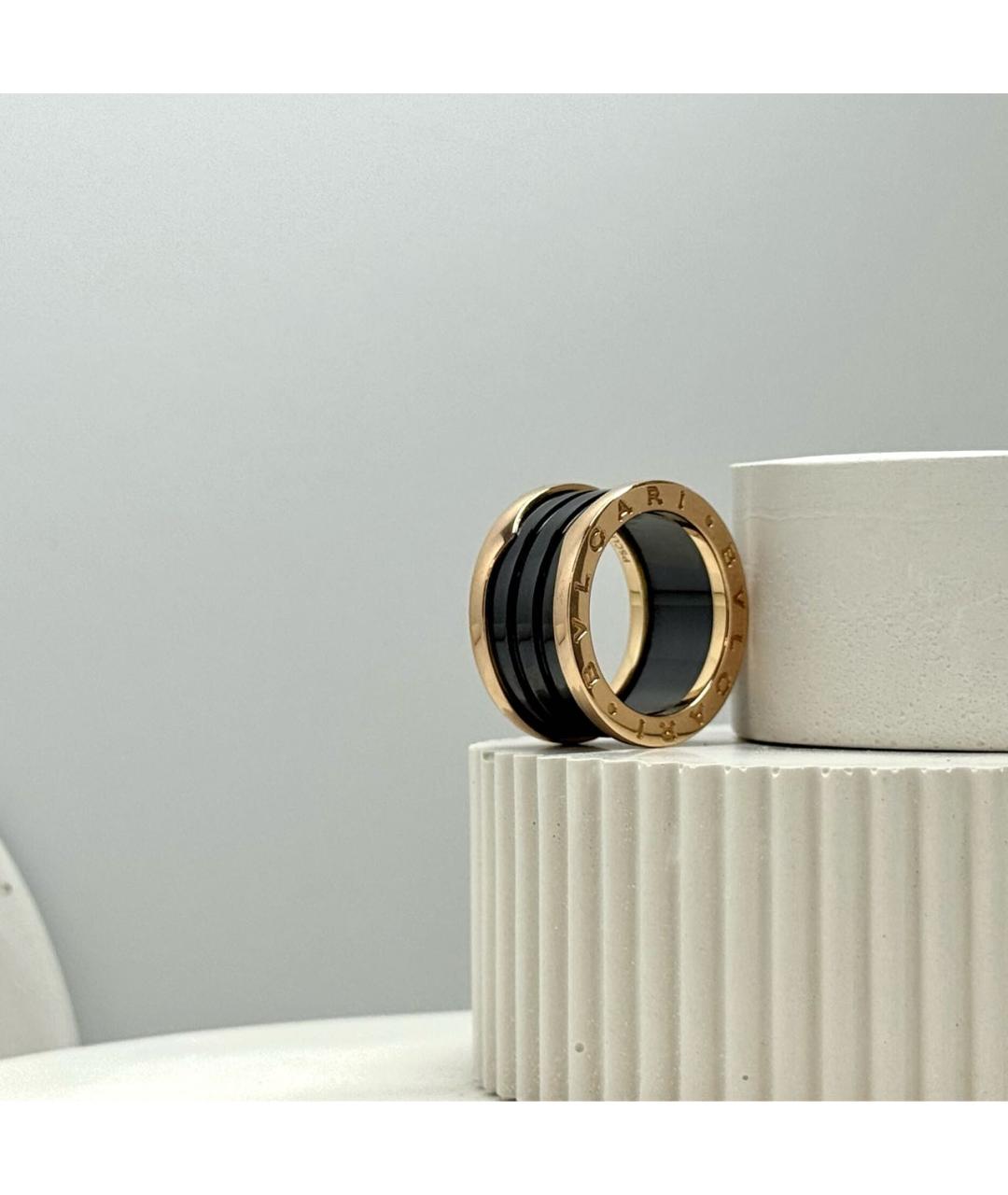 BVLGARI Черное кольцо из розового золота, фото 2