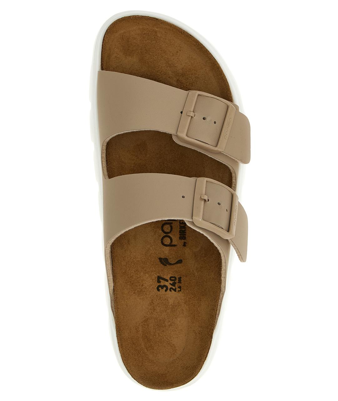 BIRKENSTOCK Бежевые кожаные шлепанцы, фото 4