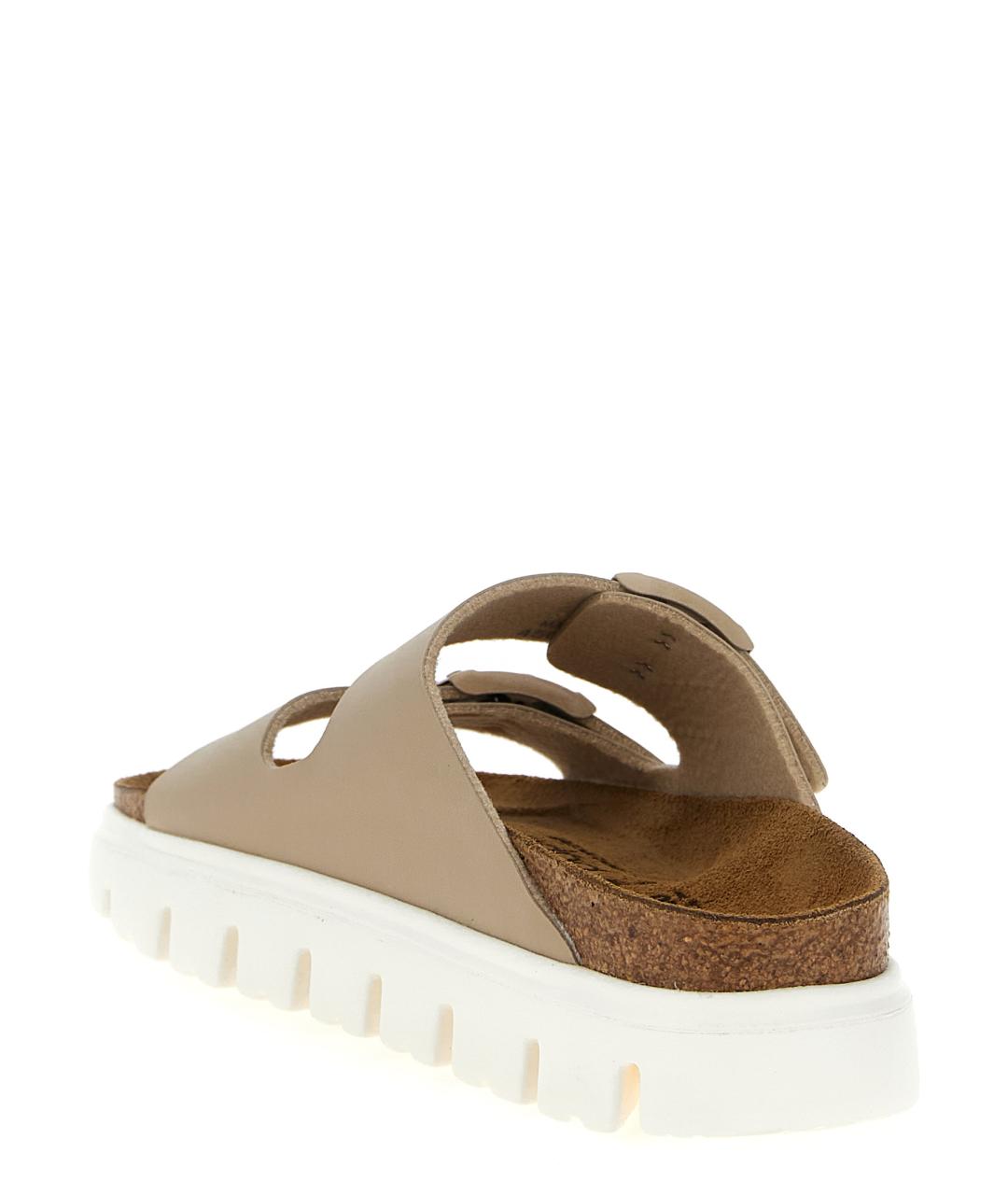 BIRKENSTOCK Бежевые кожаные шлепанцы, фото 3