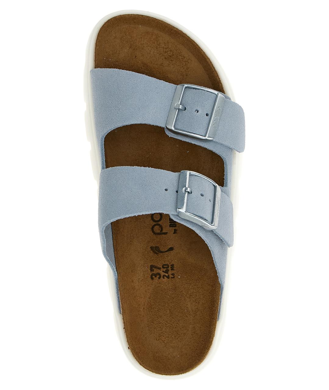 BIRKENSTOCK Голубые кожаные шлепанцы, фото 4