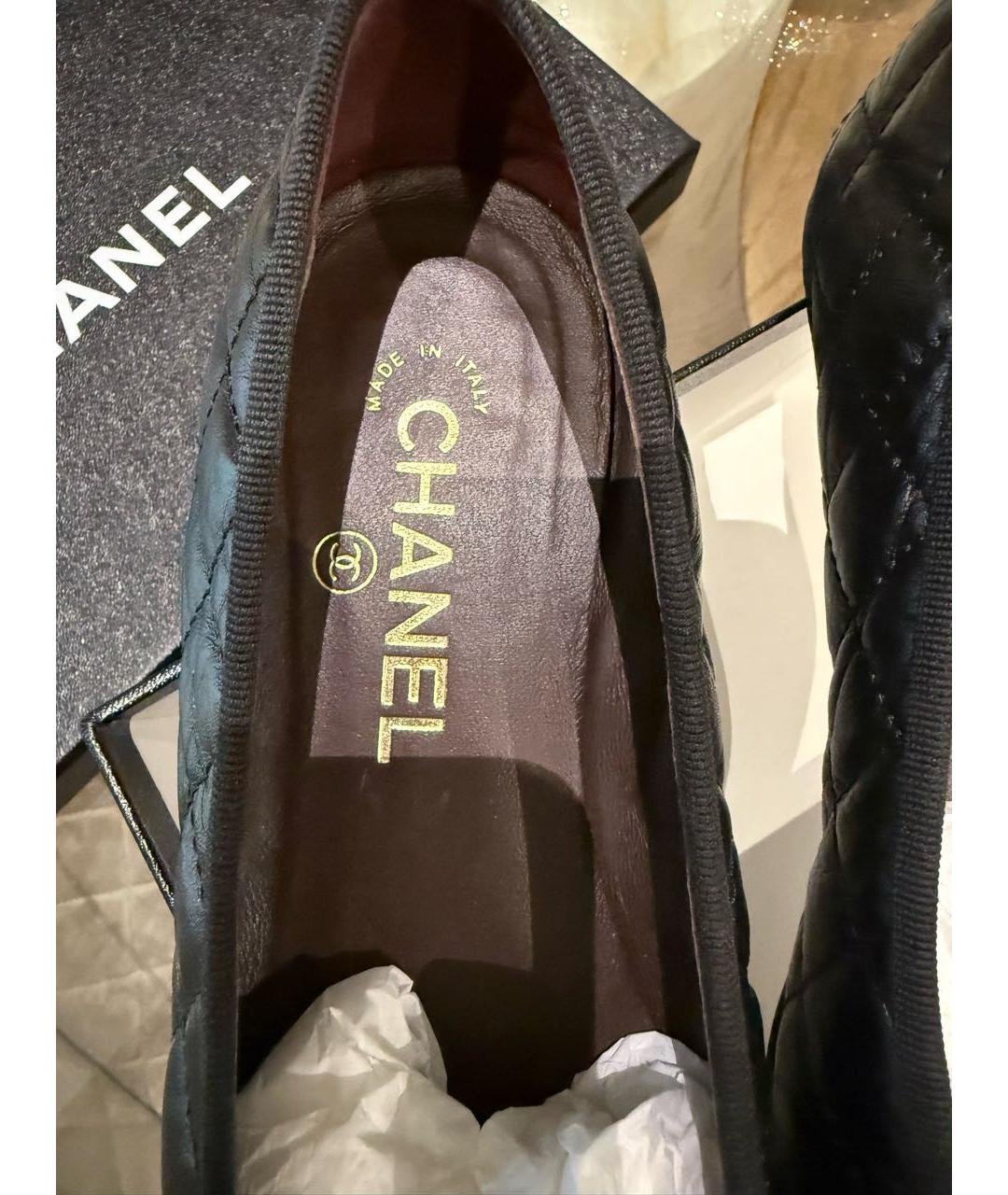CHANEL Черные кожаные балетки, фото 4