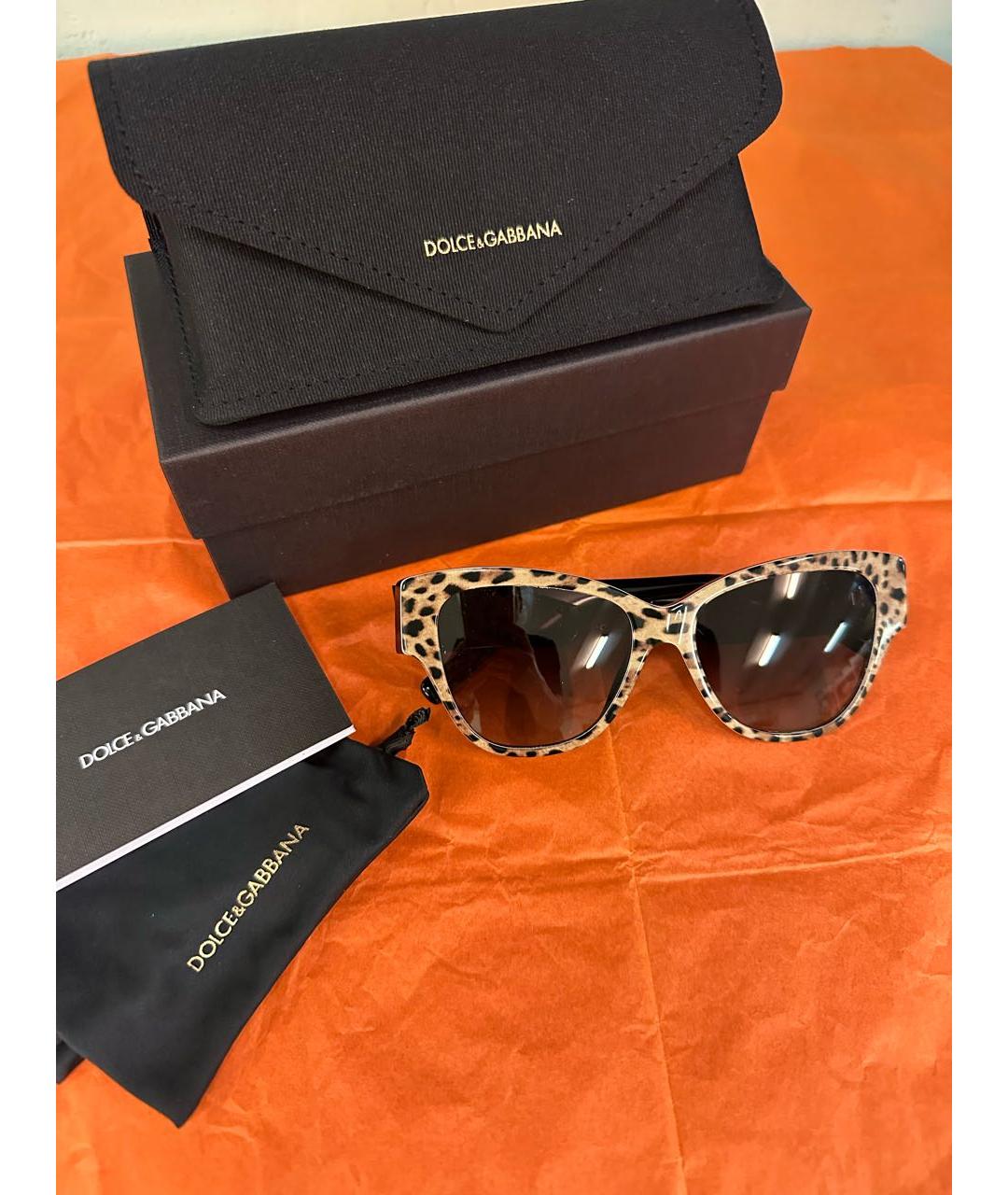DOLCE&GABBANA Коричневые пластиковые солнцезащитные очки, фото 5