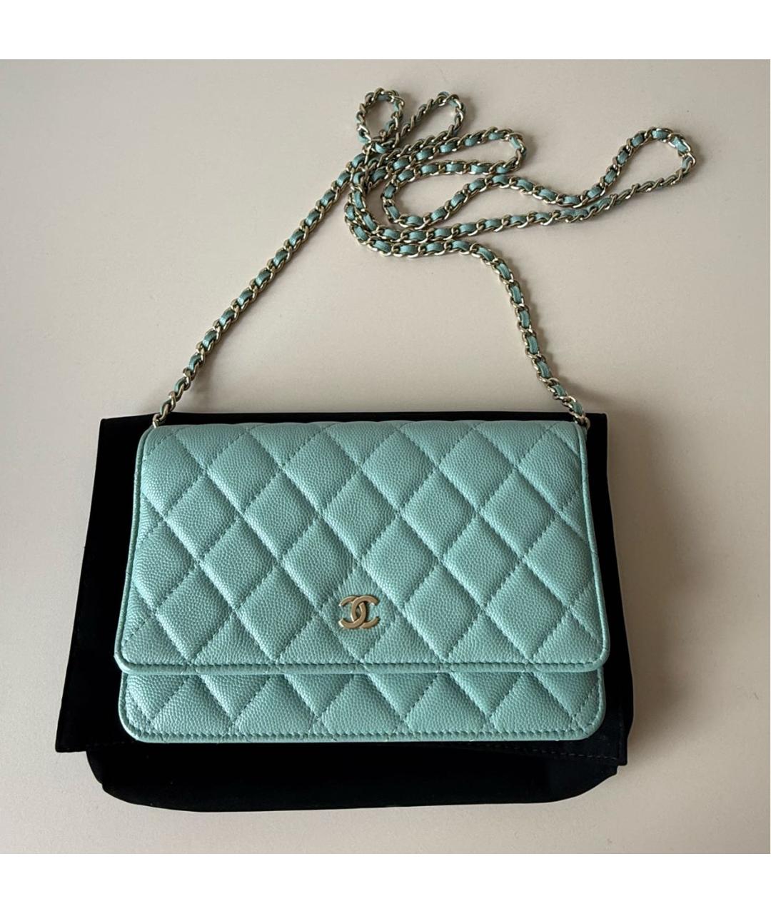 CHANEL Голубая кожаная сумка через плечо, фото 9