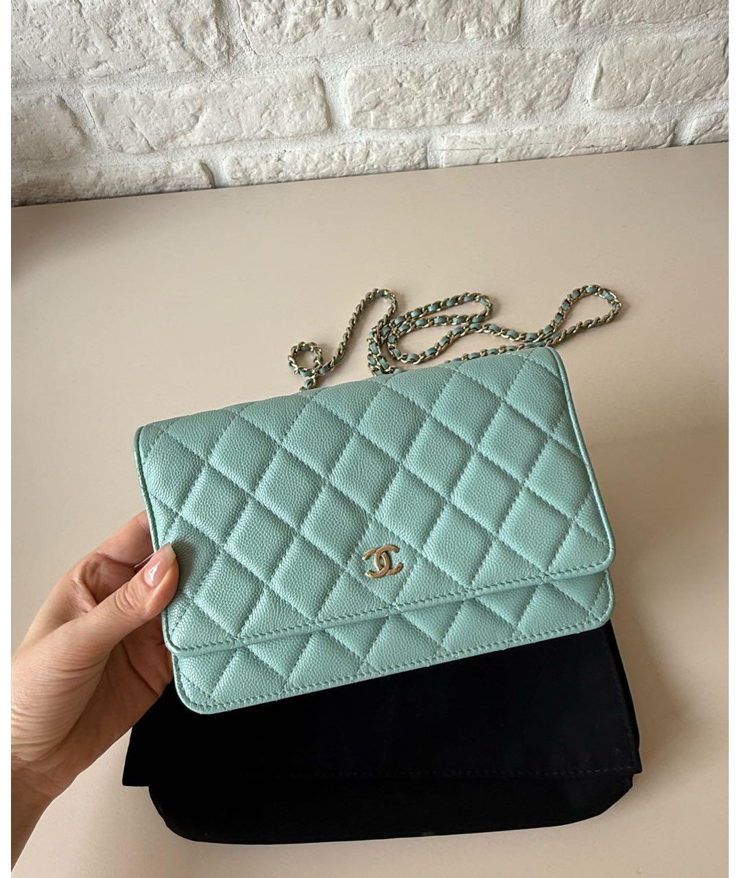CHANEL Голубая кожаная сумка через плечо, фото 3