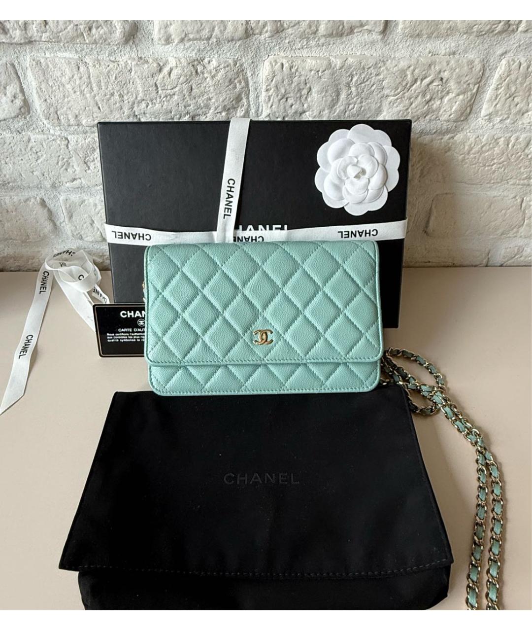 CHANEL Голубая кожаная сумка через плечо, фото 2