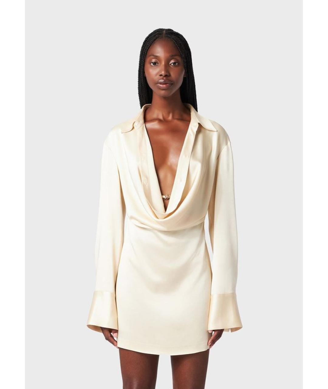 BLUMARINE Бежевое ацетатное коктейльное платье, фото 5