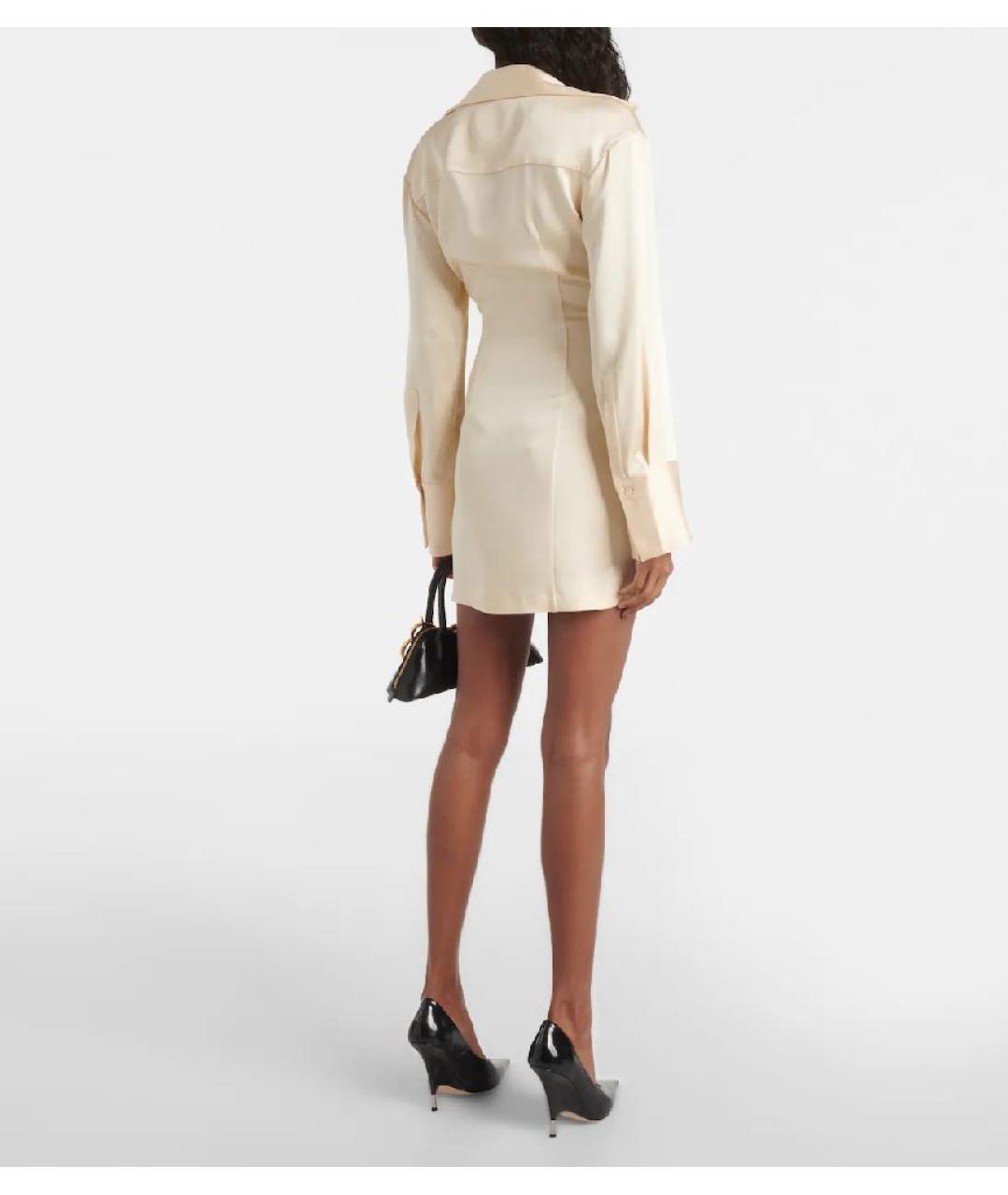 BLUMARINE Бежевое ацетатное коктейльное платье, фото 3