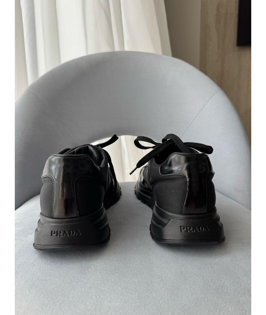 PRADA Черные низкие кроссовки / кеды, фото 4