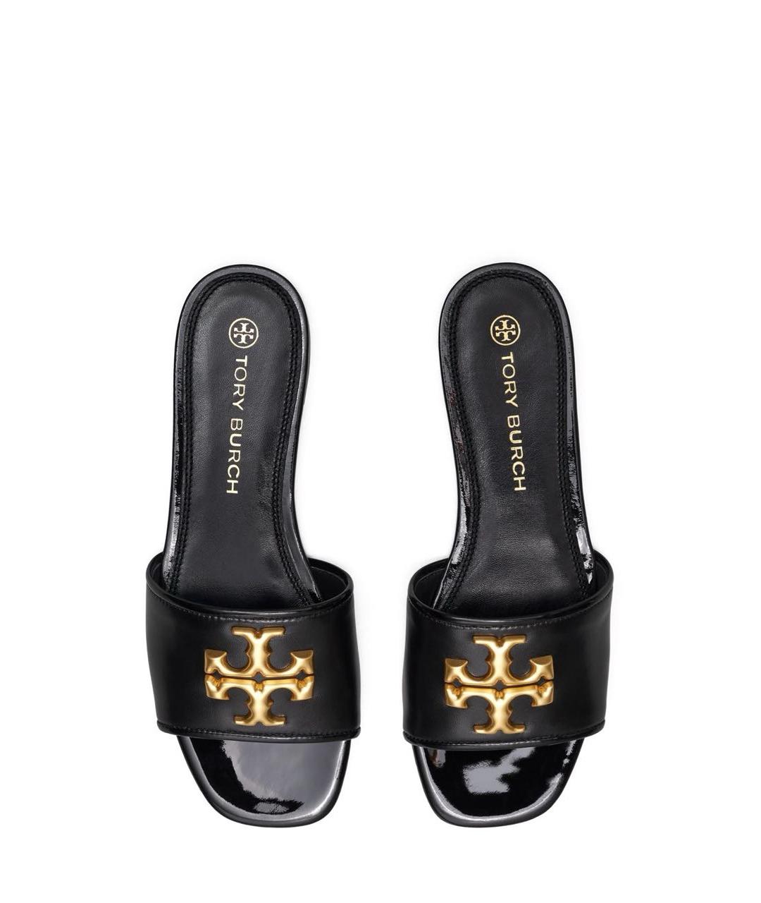 TORY BURCH Черные кожаные шлепанцы, фото 2