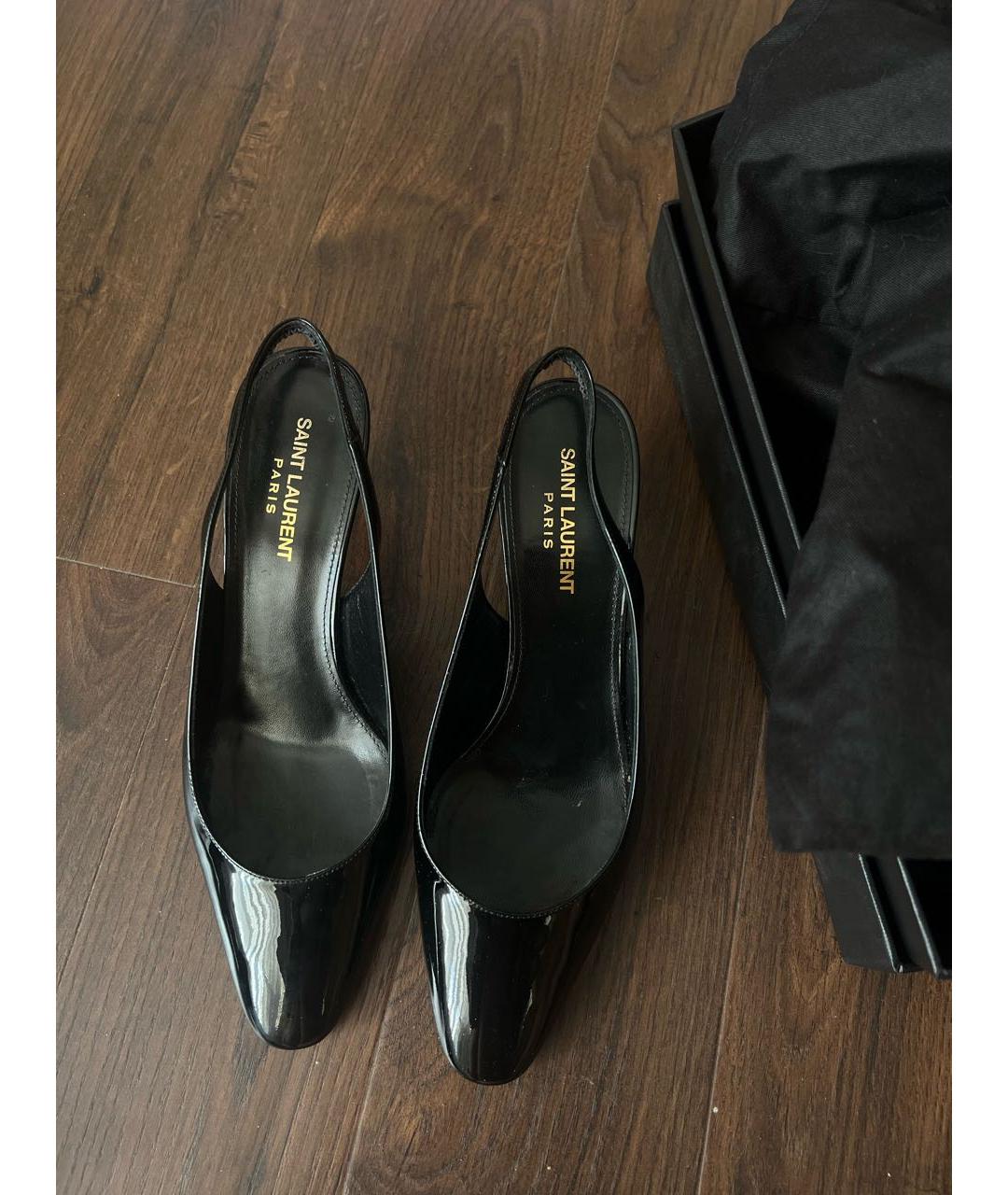 SAINT LAURENT Черные туфли из лакированной кожи, фото 2