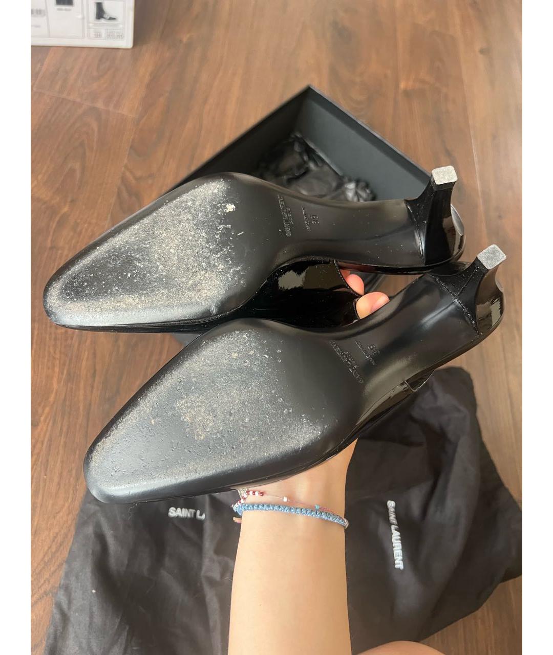 SAINT LAURENT Черные туфли из лакированной кожи, фото 5