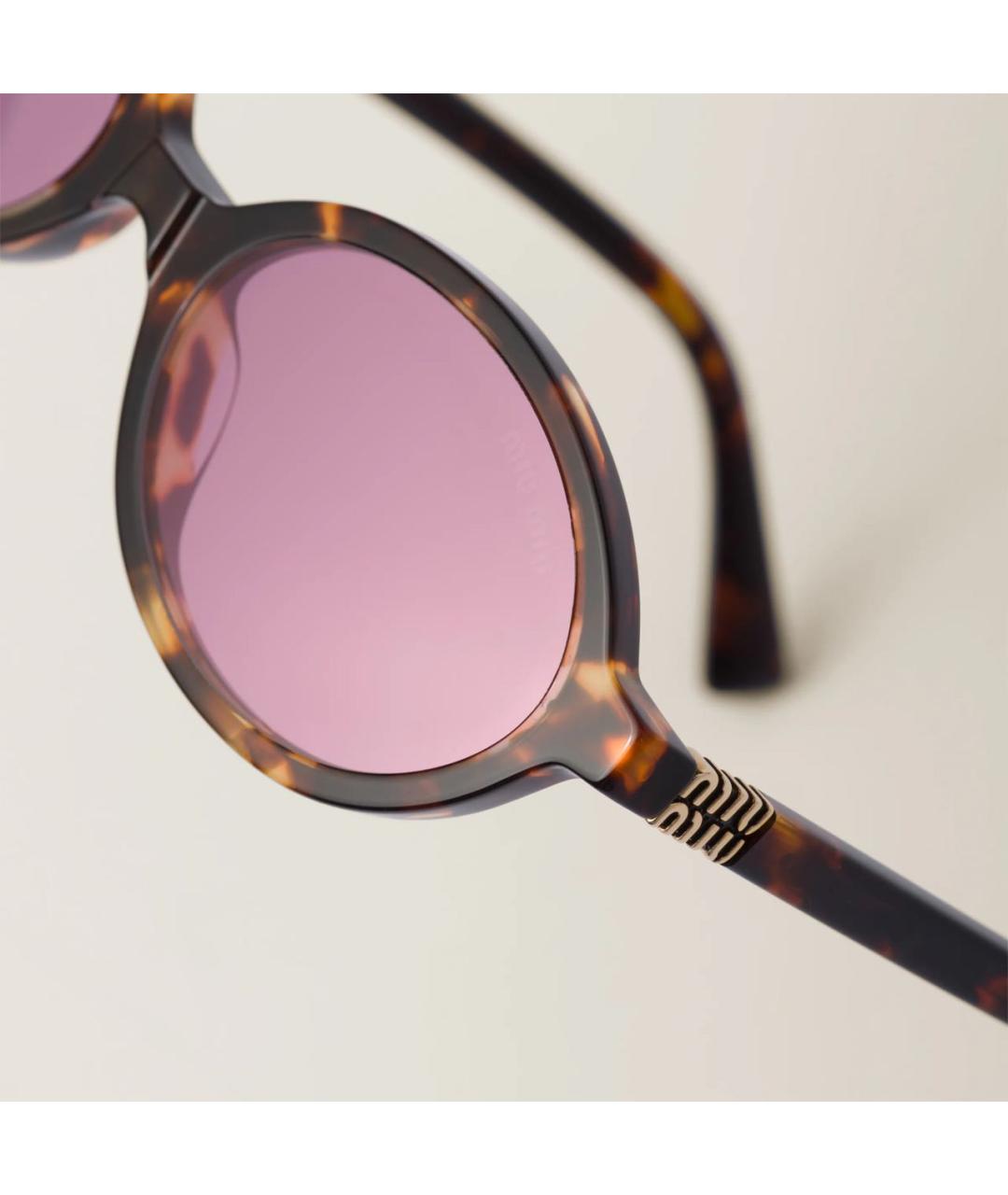 MIU MIU Коричневые пластиковые солнцезащитные очки, фото 3