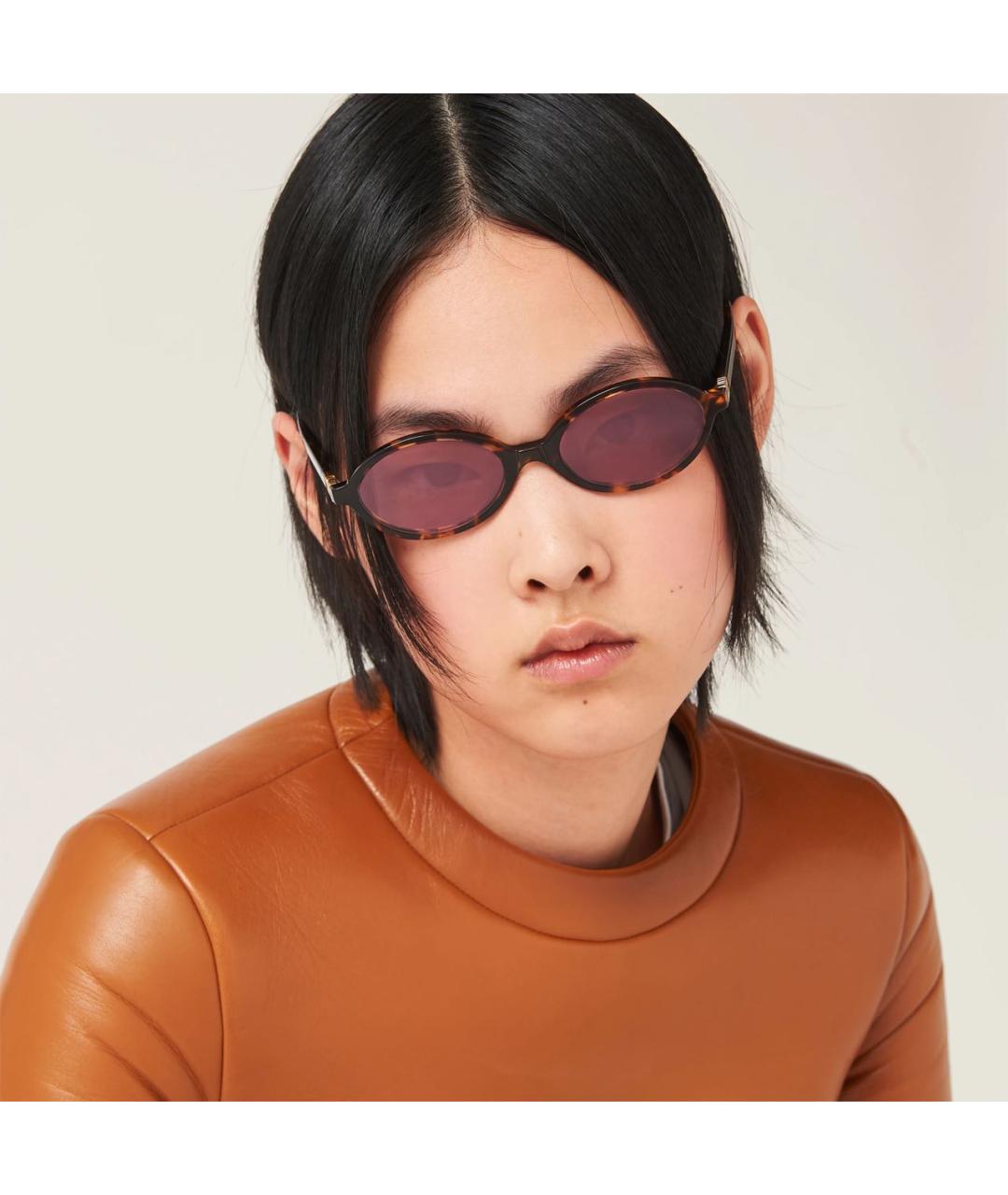 MIU MIU Коричневые пластиковые солнцезащитные очки, фото 5