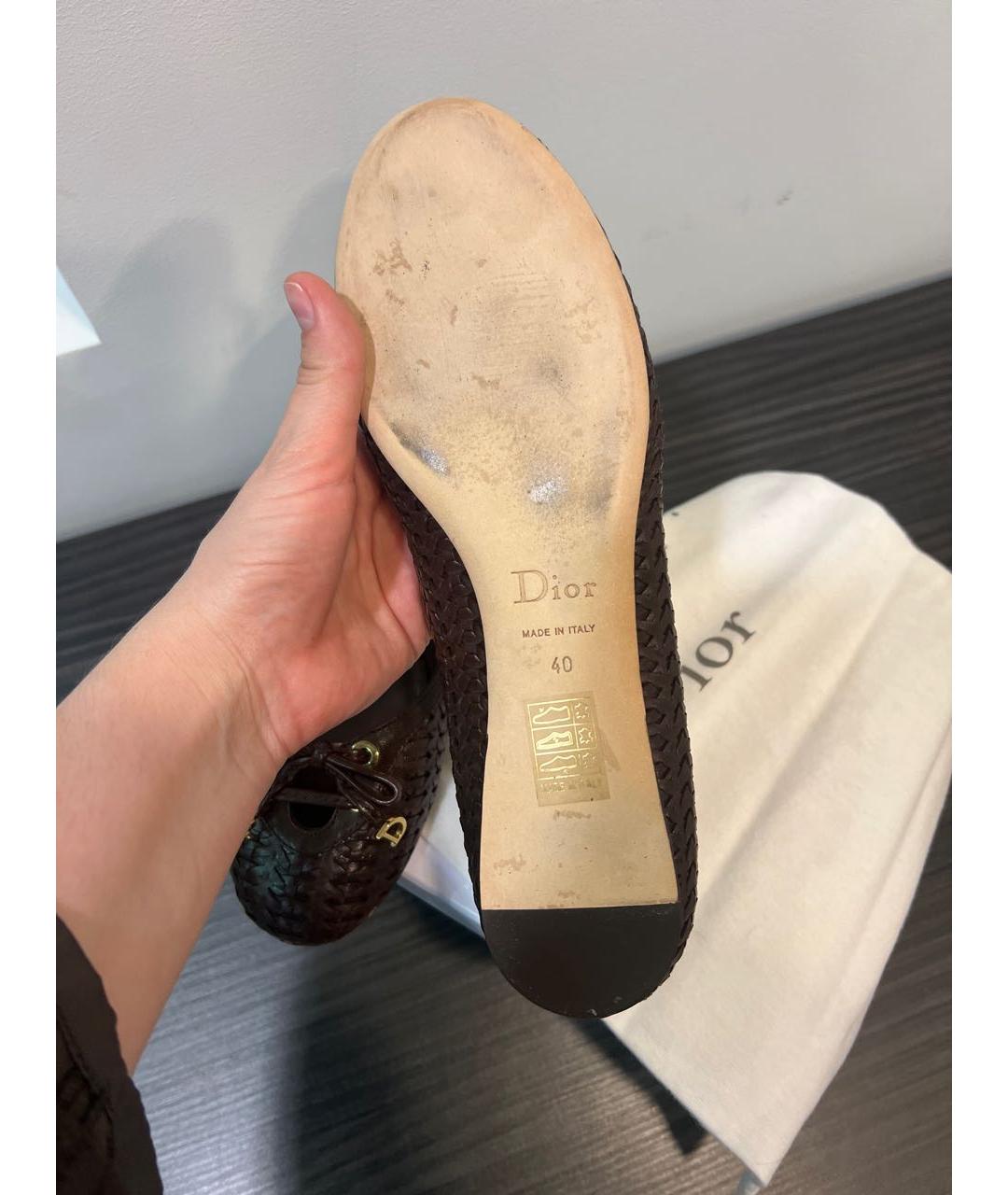 CHRISTIAN DIOR Коричневые кожаные балетки, фото 3
