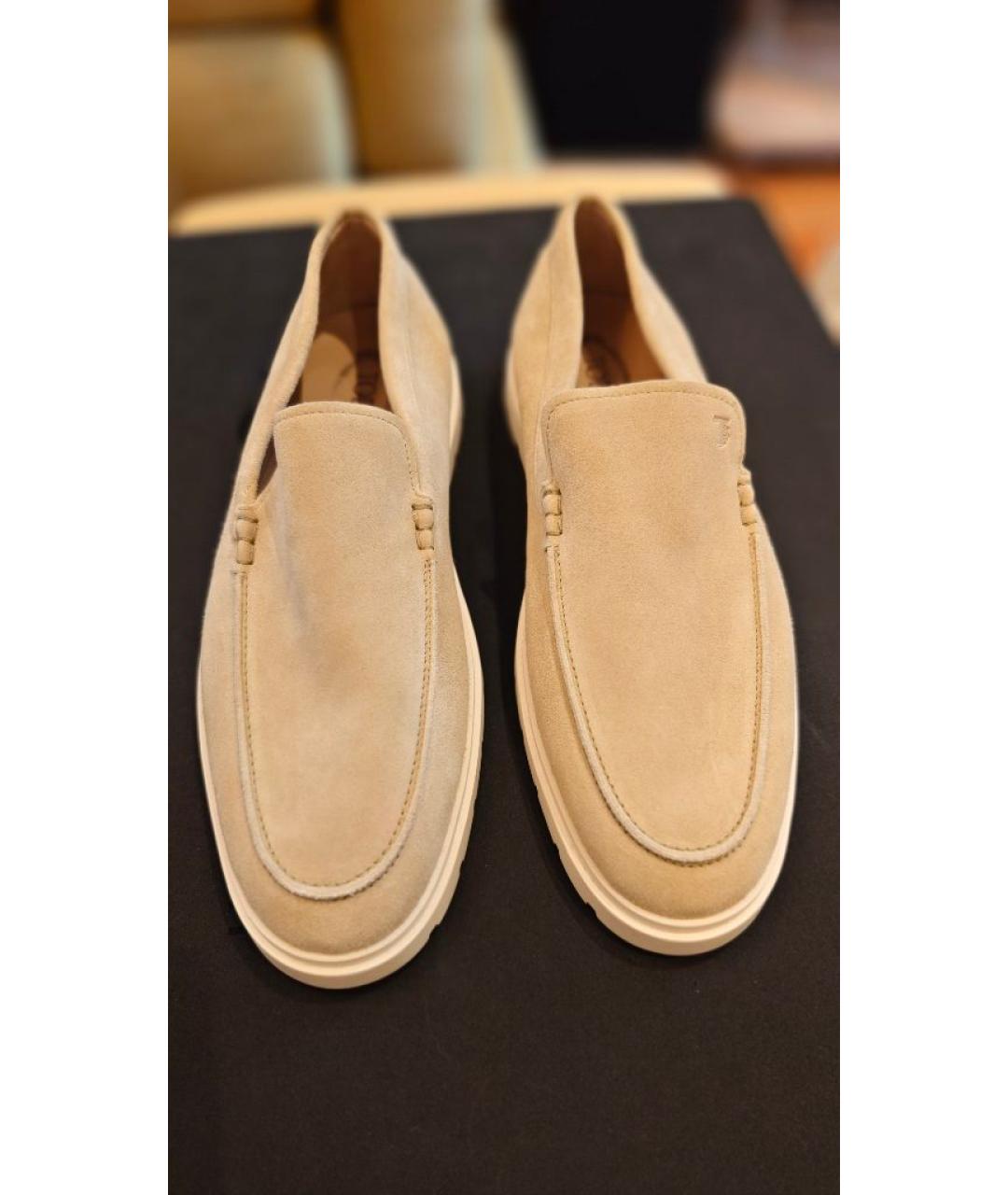 TOD'S Бежевые замшевые лоферы, фото 2