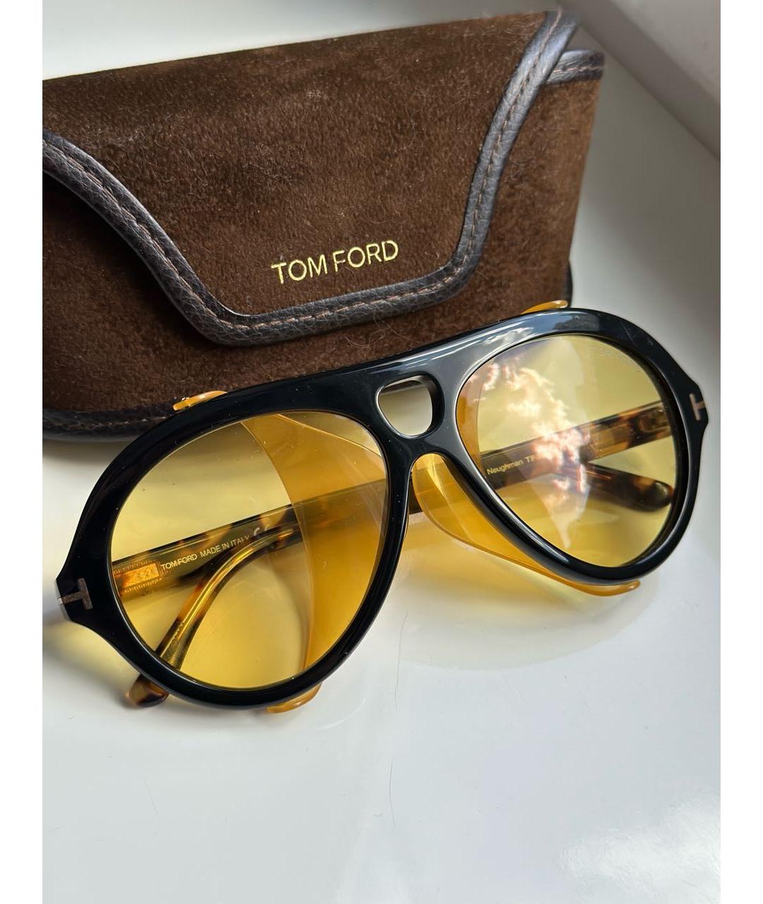 TOM FORD Желтые пластиковые солнцезащитные очки, фото 3