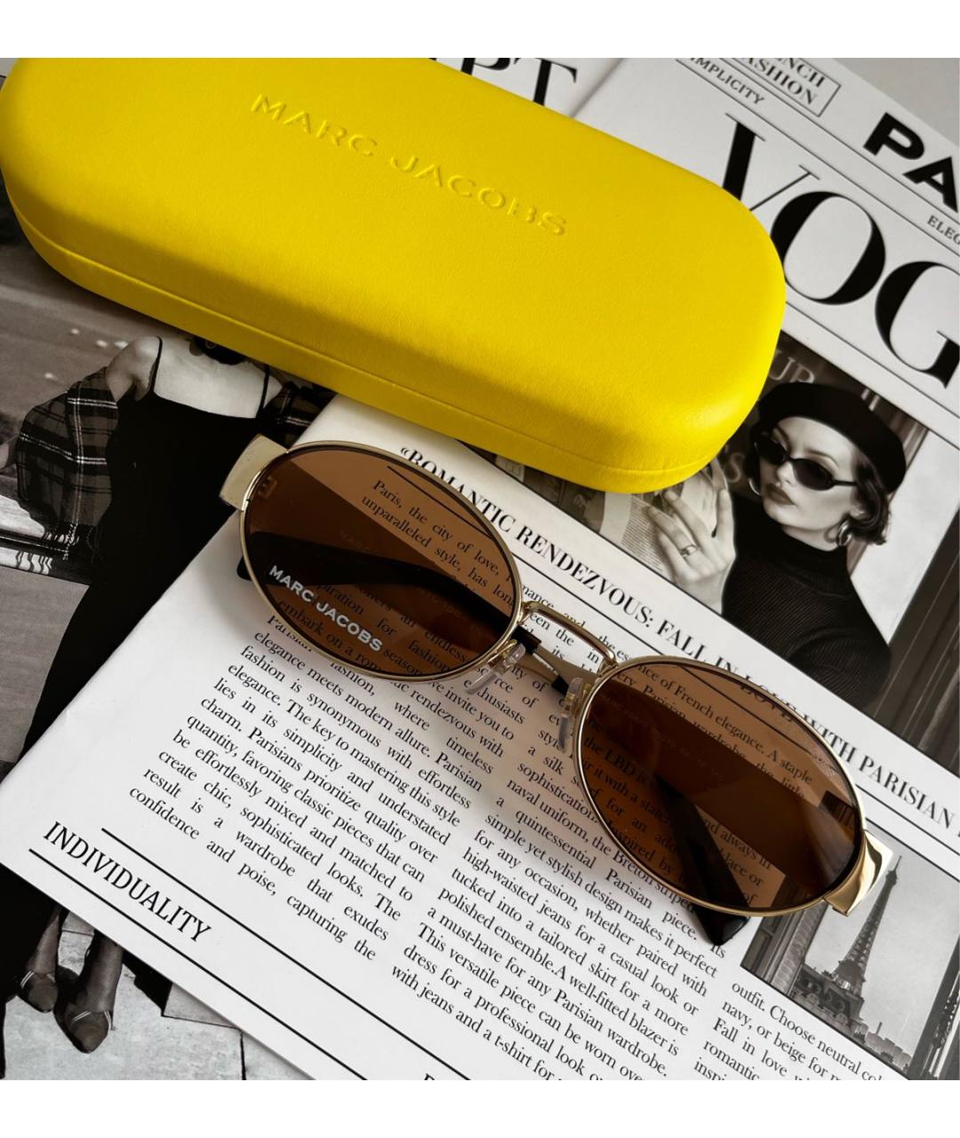 MARC JACOBS Коричневые металлические солнцезащитные очки, фото 2
